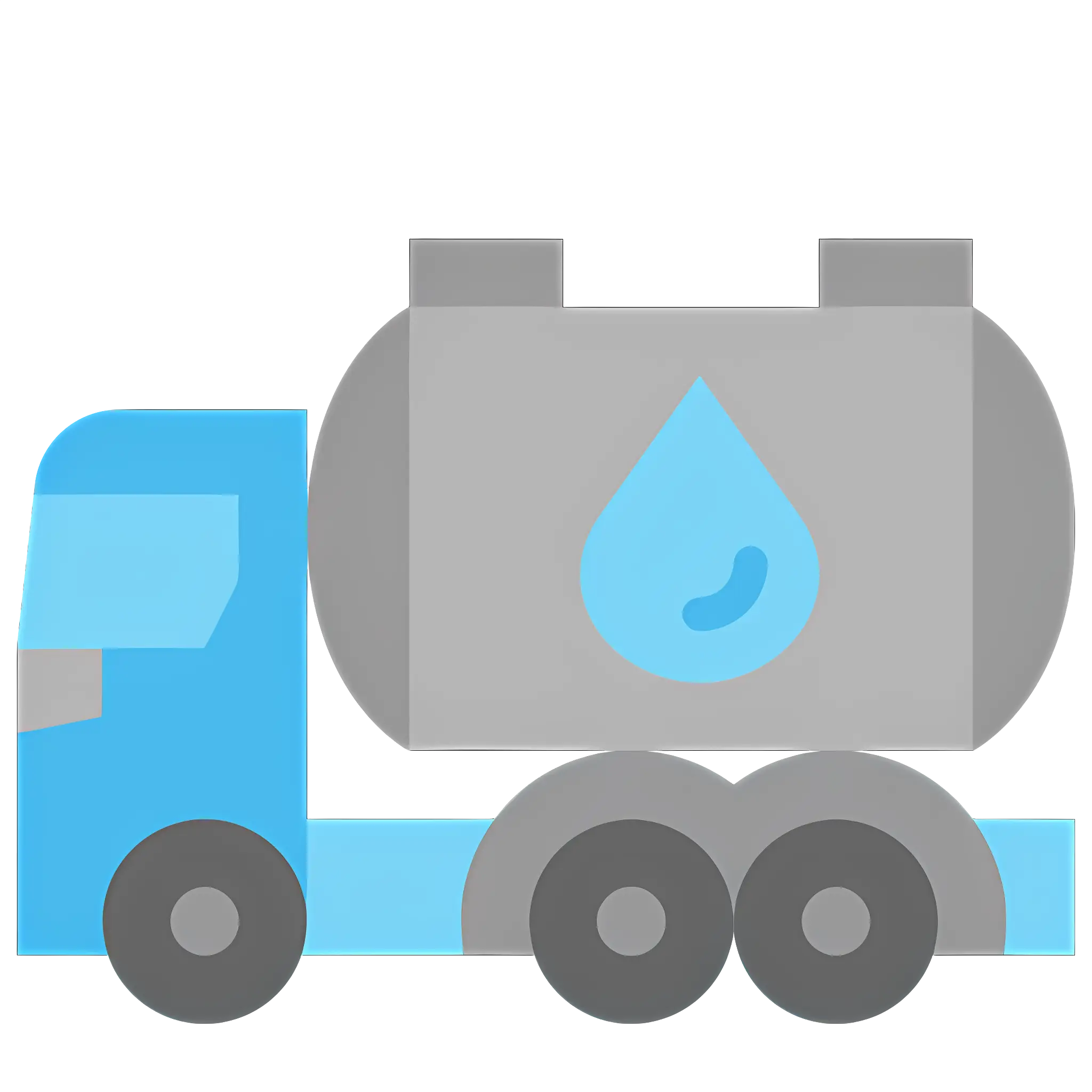 Water Tanker Truck Illustration in Flat Cartoon Style