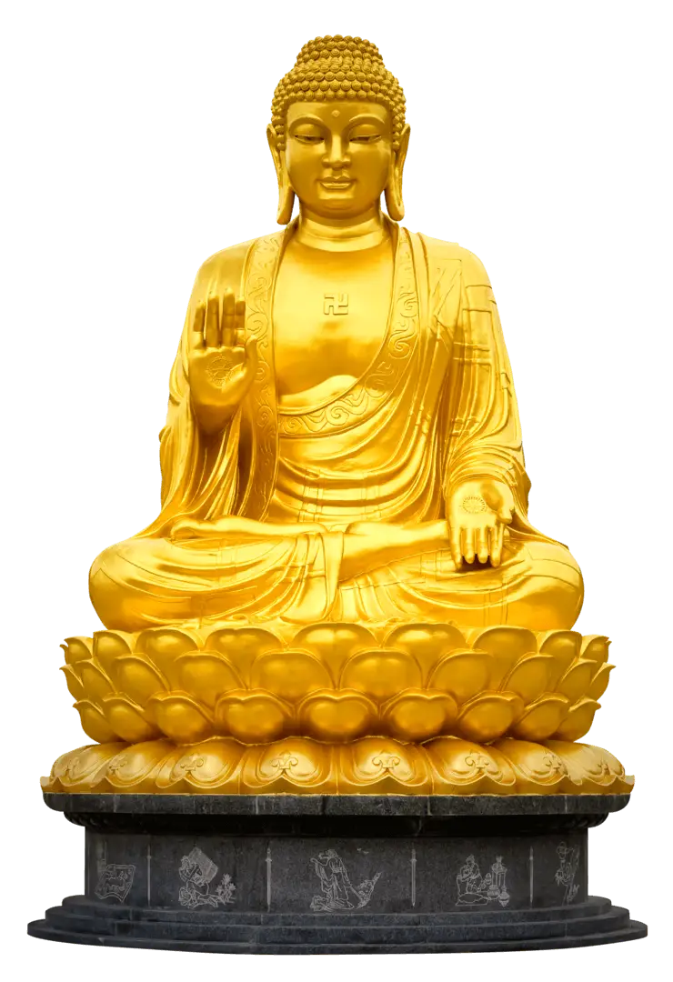 Golden Buddha Statue on Lotus Base