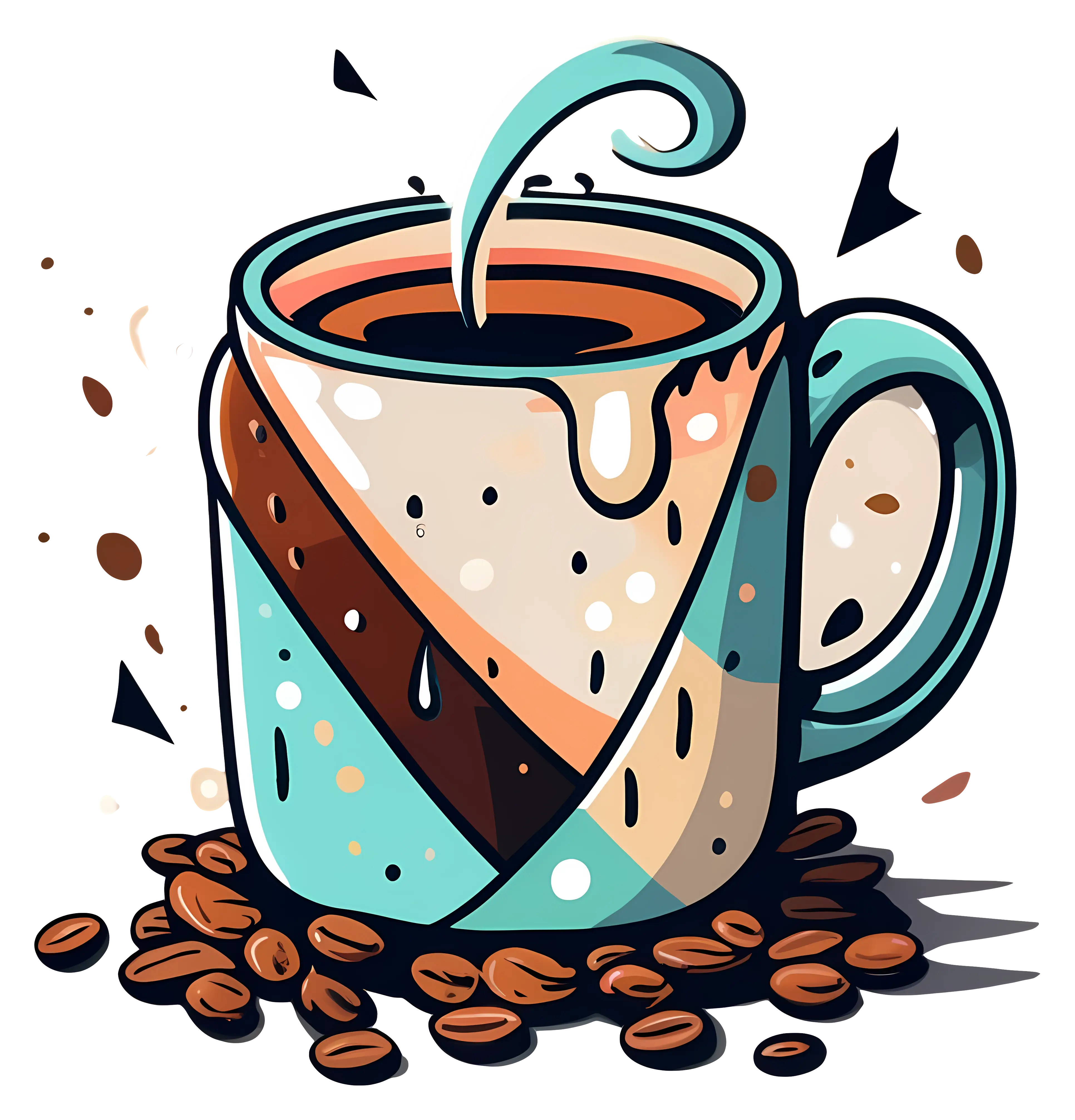 Coffee Cup with Beans Illustration