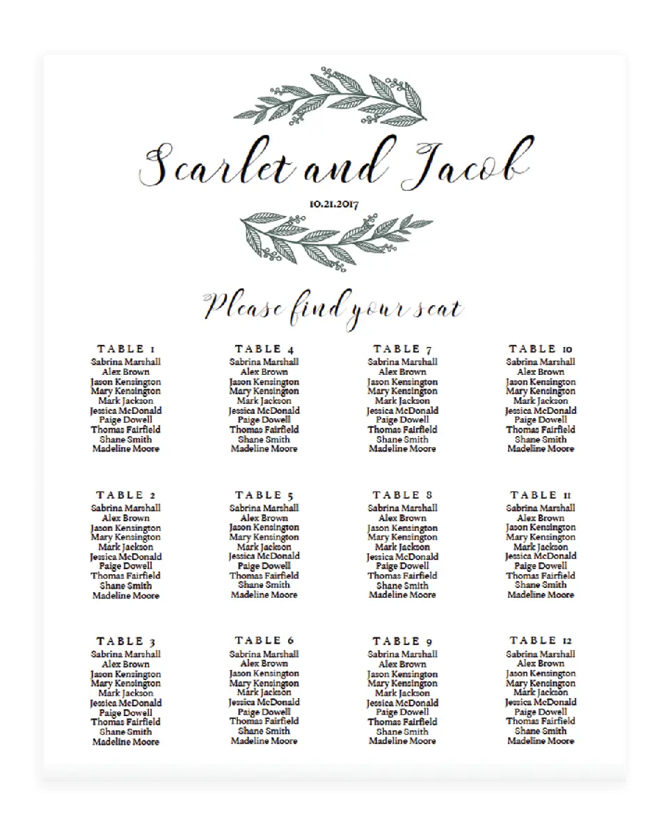 Wedding Seating Chart