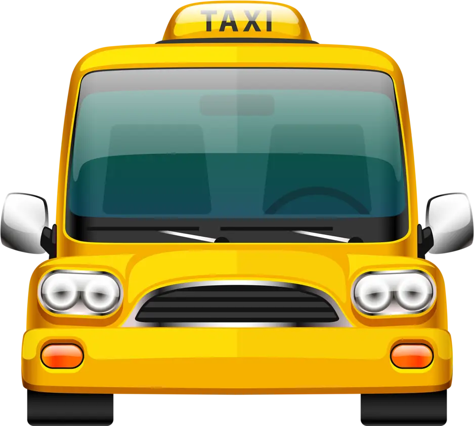 Bright Yellow Taxi Front View