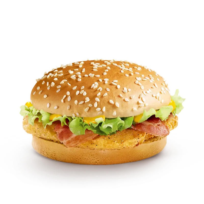 Delicious Chicken Burger with Lettuce and Sesame Bun