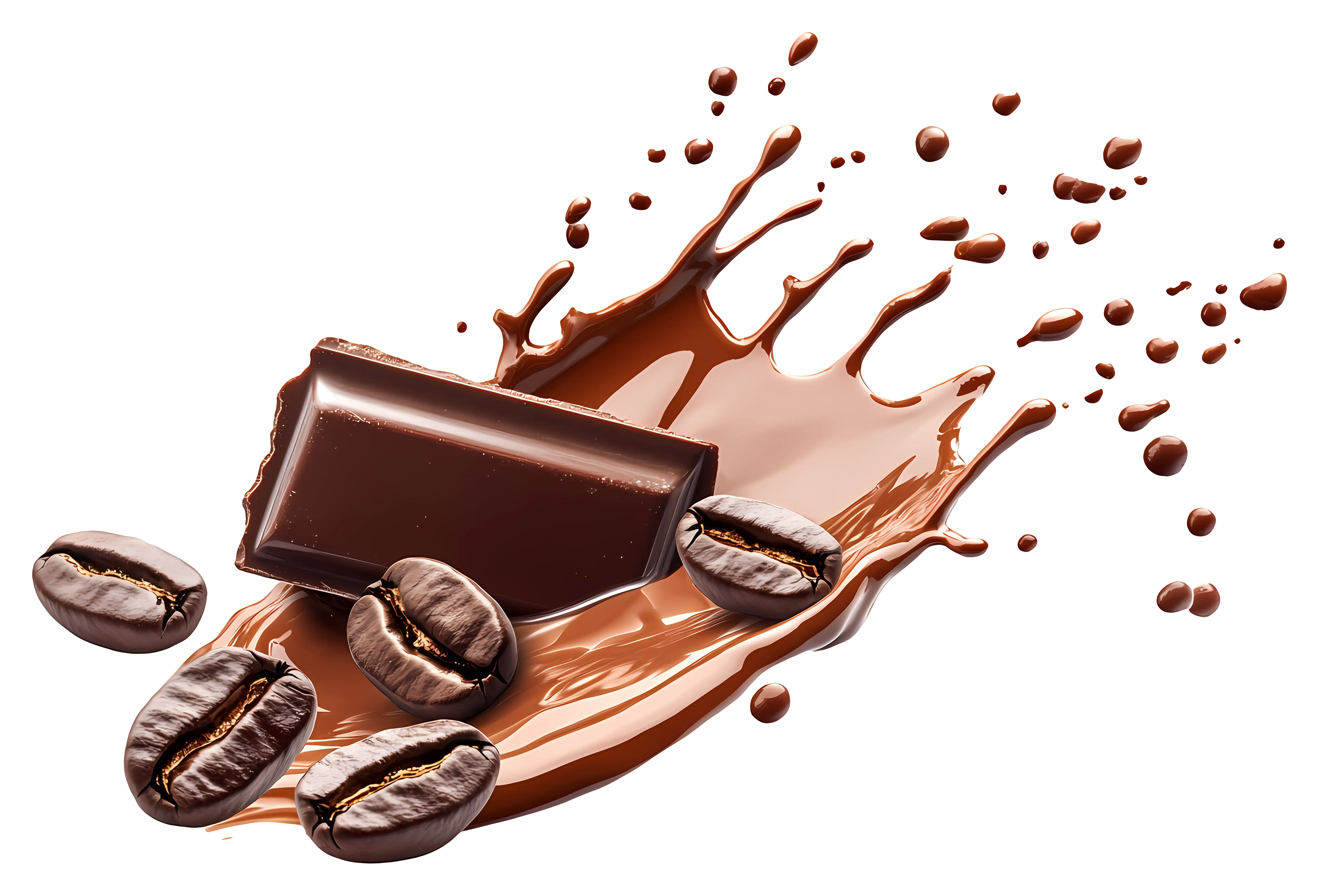 Chocolate Bar and Coffee Beans Splash