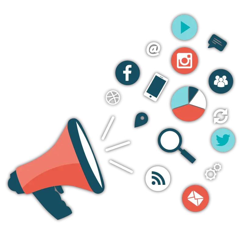 Social Media and Marketing Icons with Megaphone