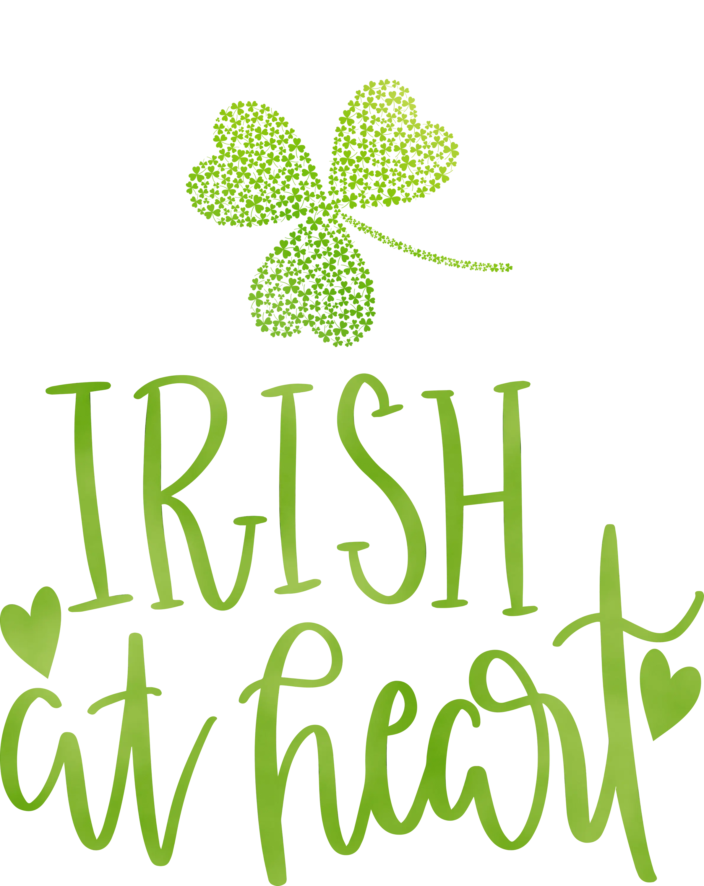 Irish At Heart Text with Gradient Shamrock