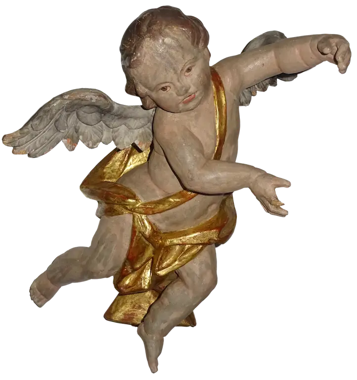 Cherub Statue with Golden Ribbon