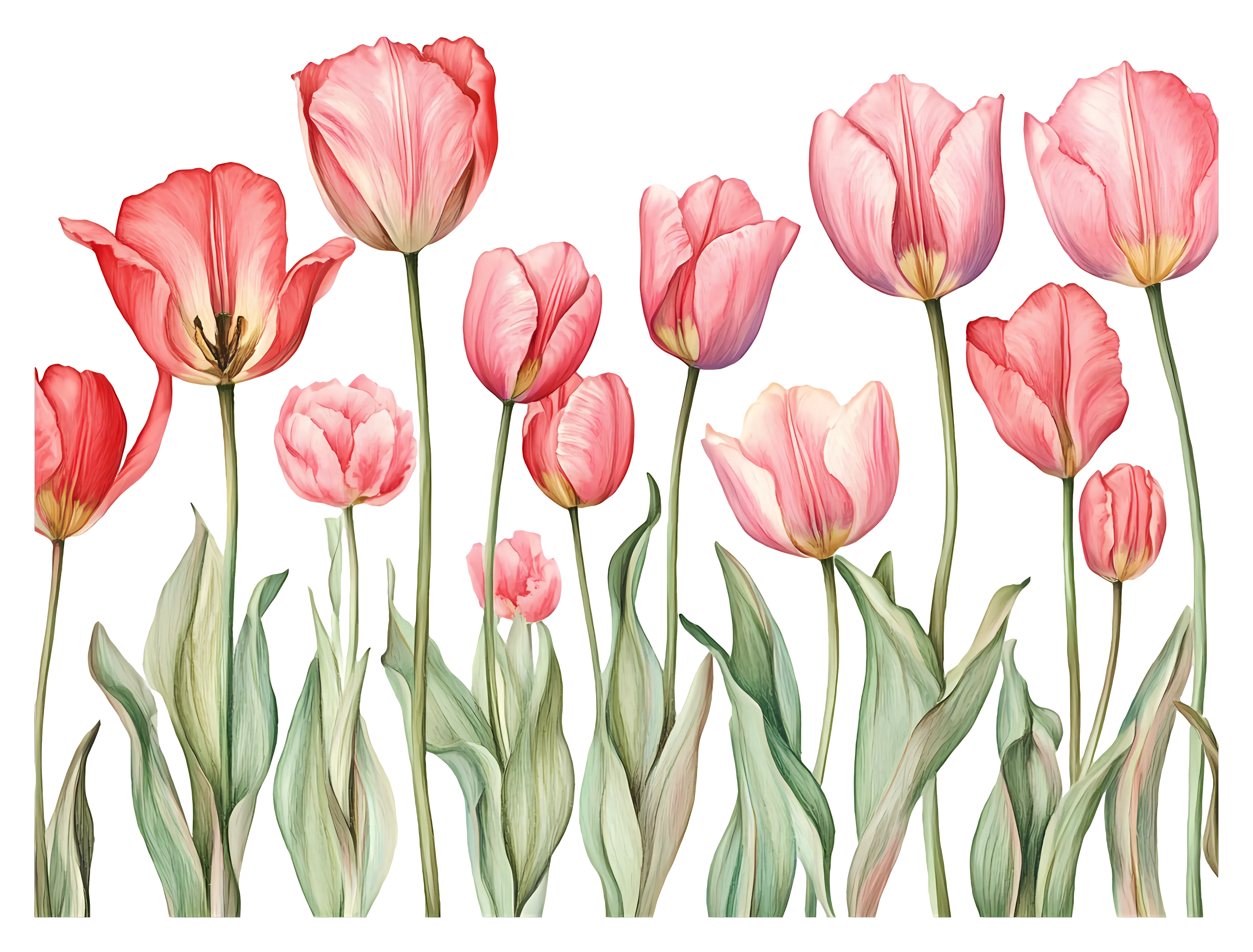 Field of Colorful Tulips