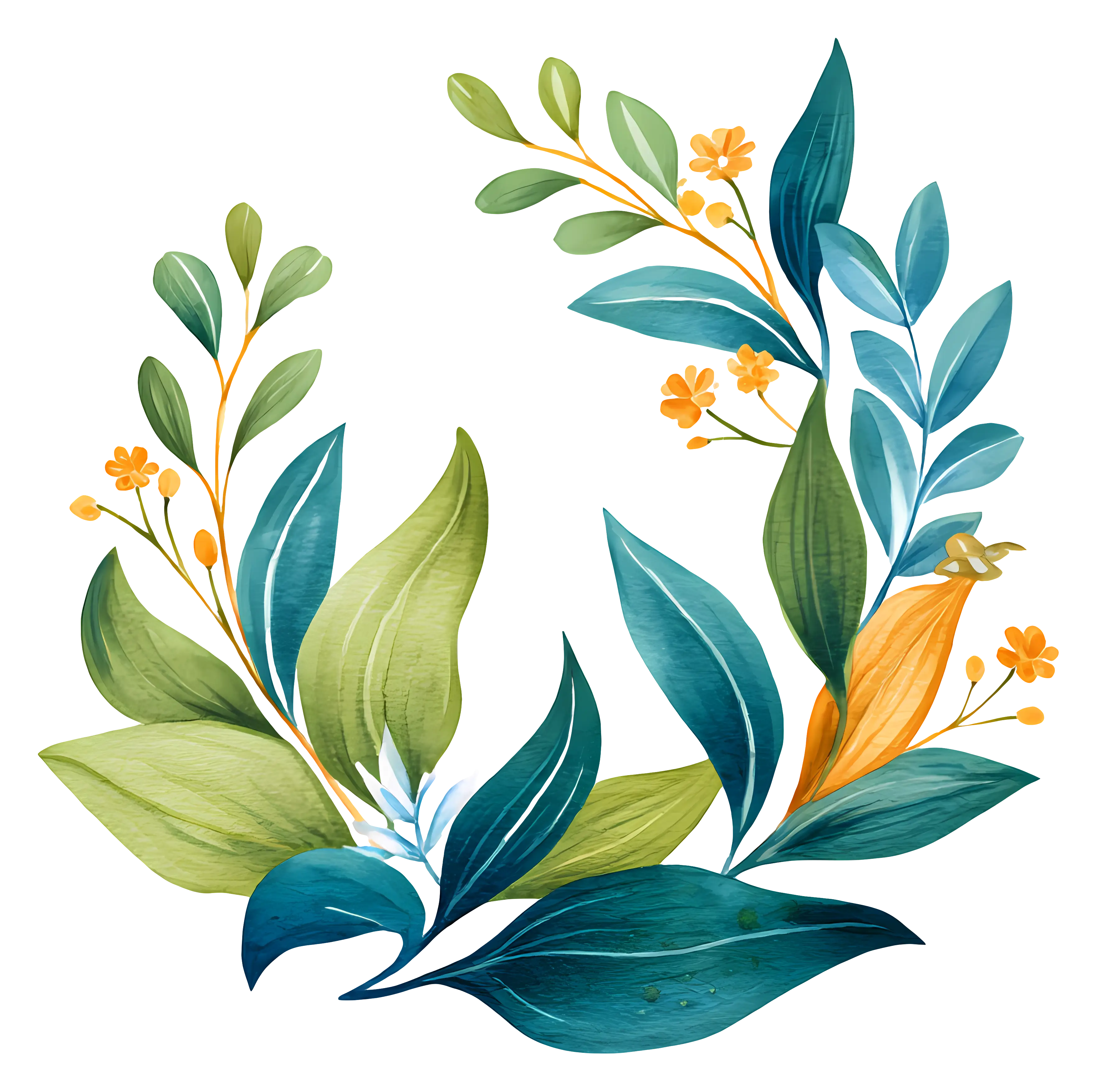 Colorful leaves and flowers