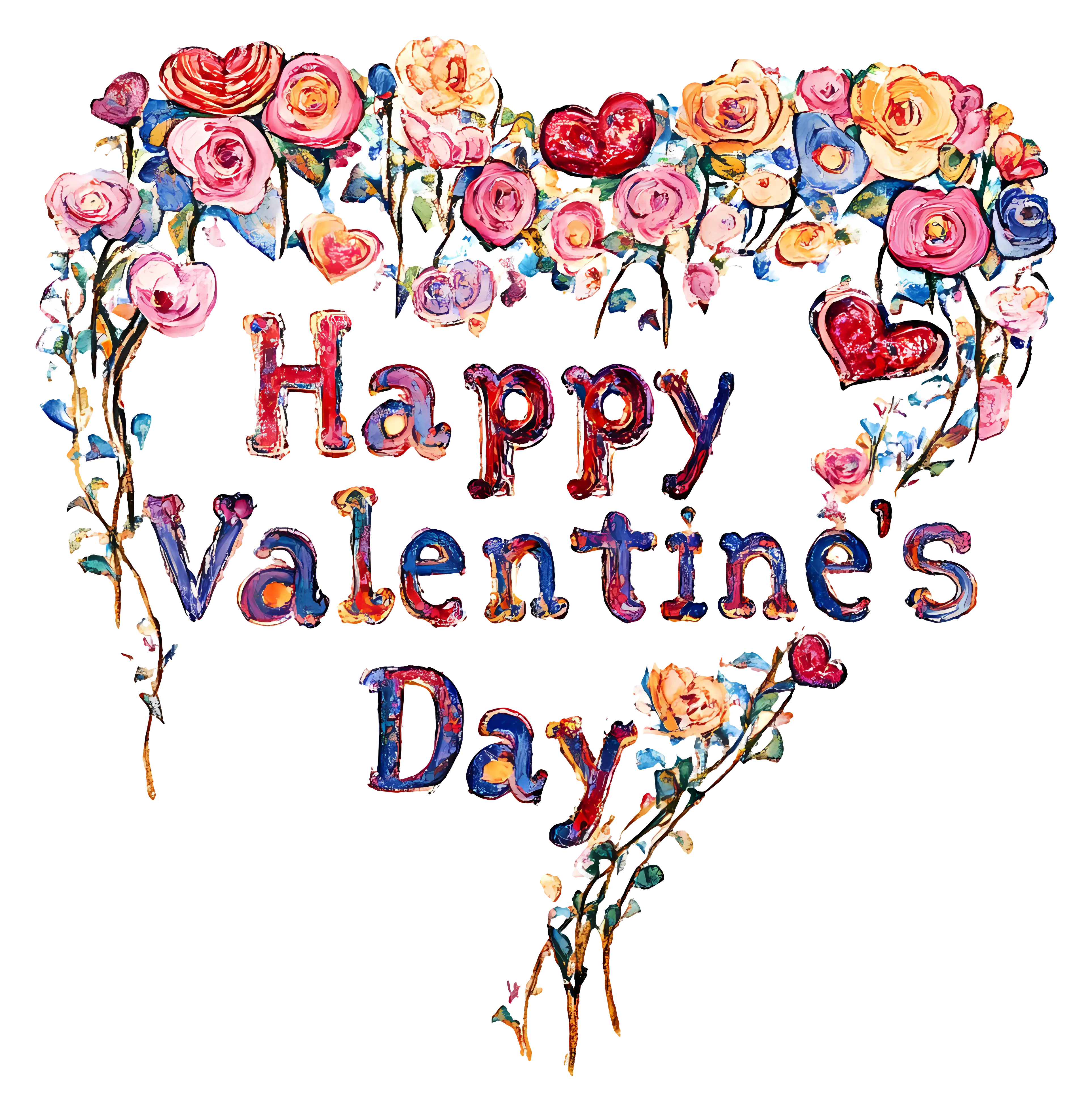 Happy Valentine&#039;s Day Floral Heart Greeting