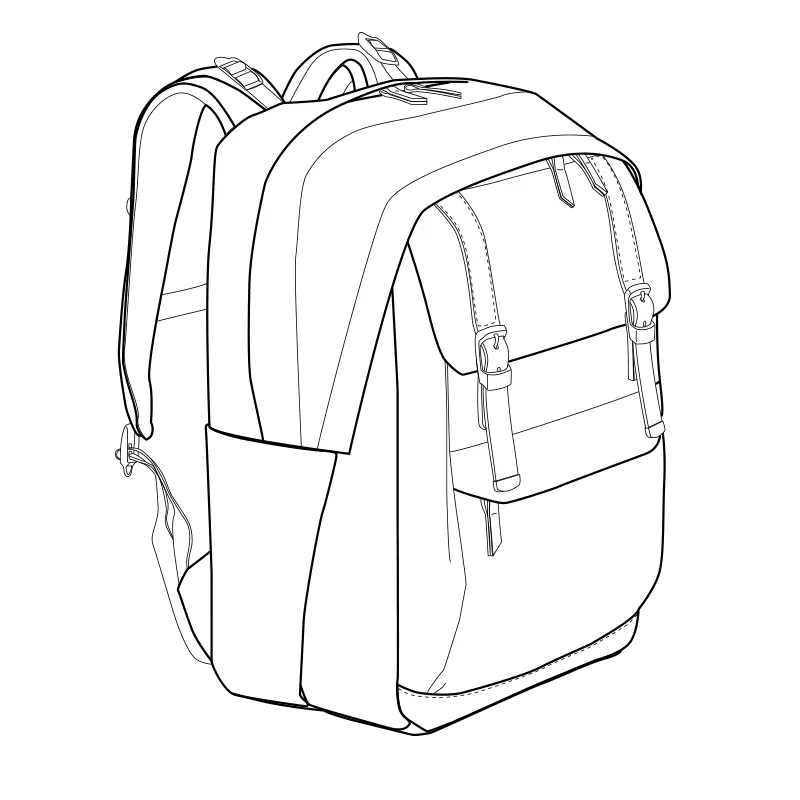 Minimalist Line Art of Backpack for Design