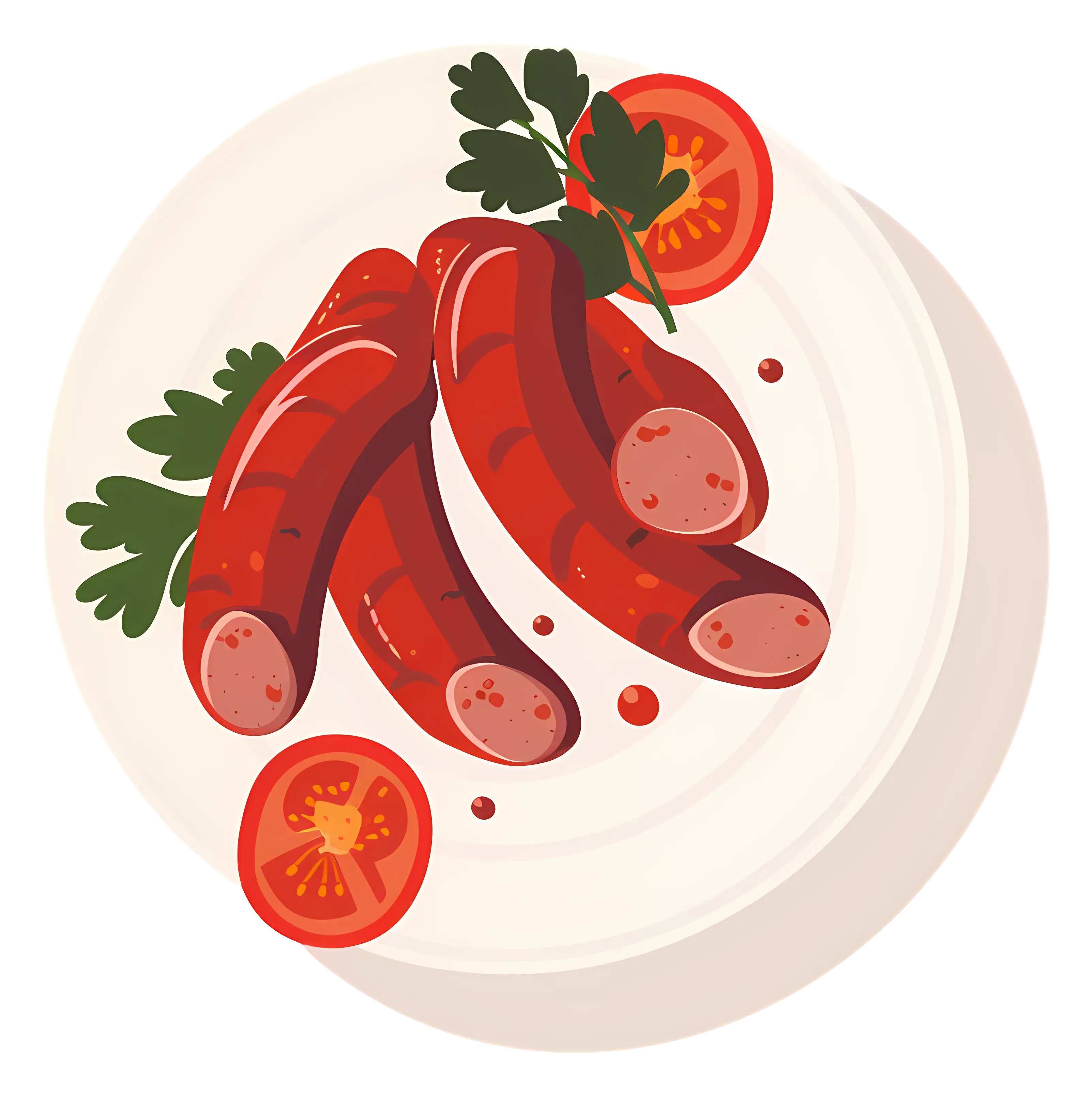 Plate of Sausages with Tomatoes and Herbs