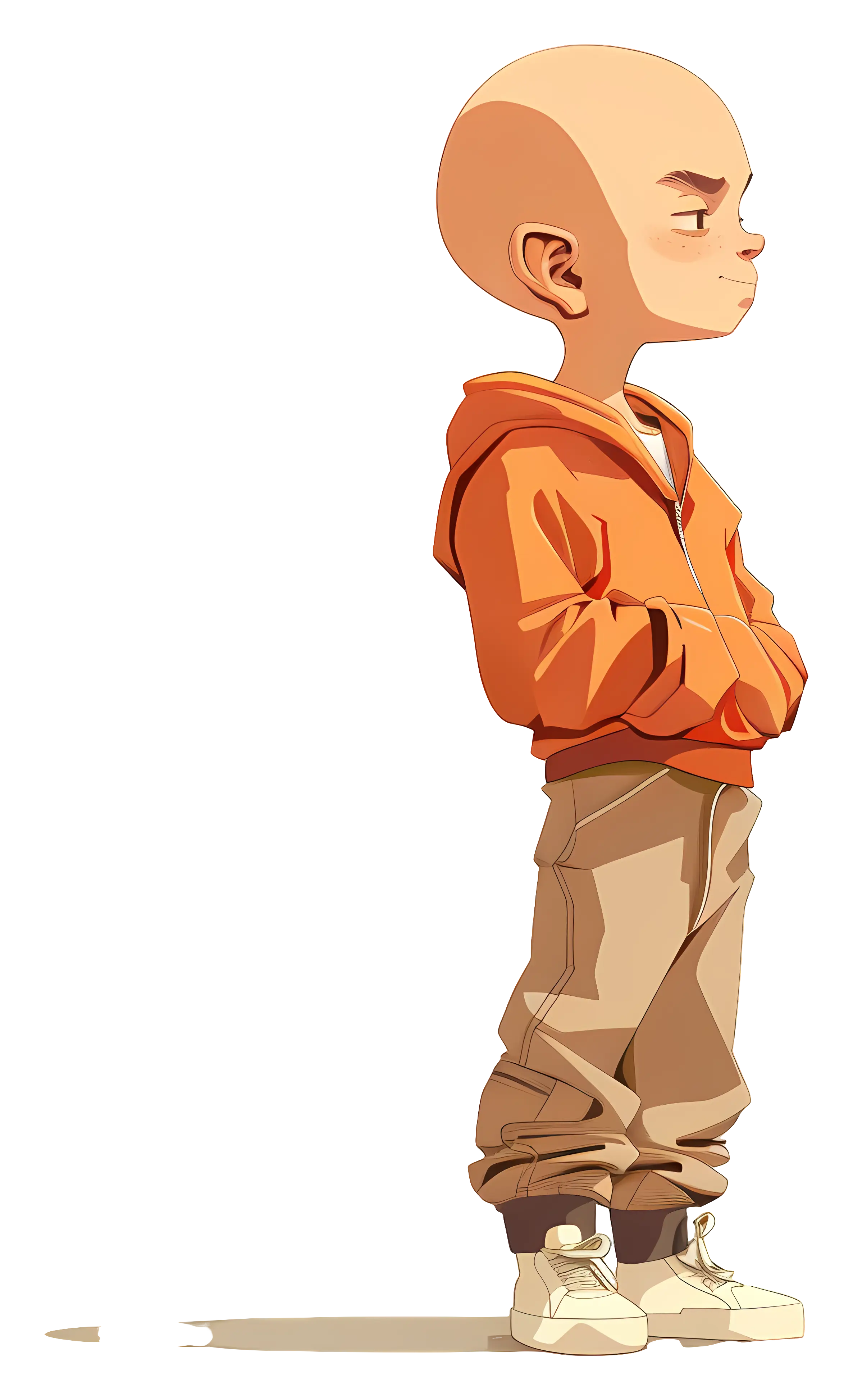 Cartoon Boy in an Orange Hoodie