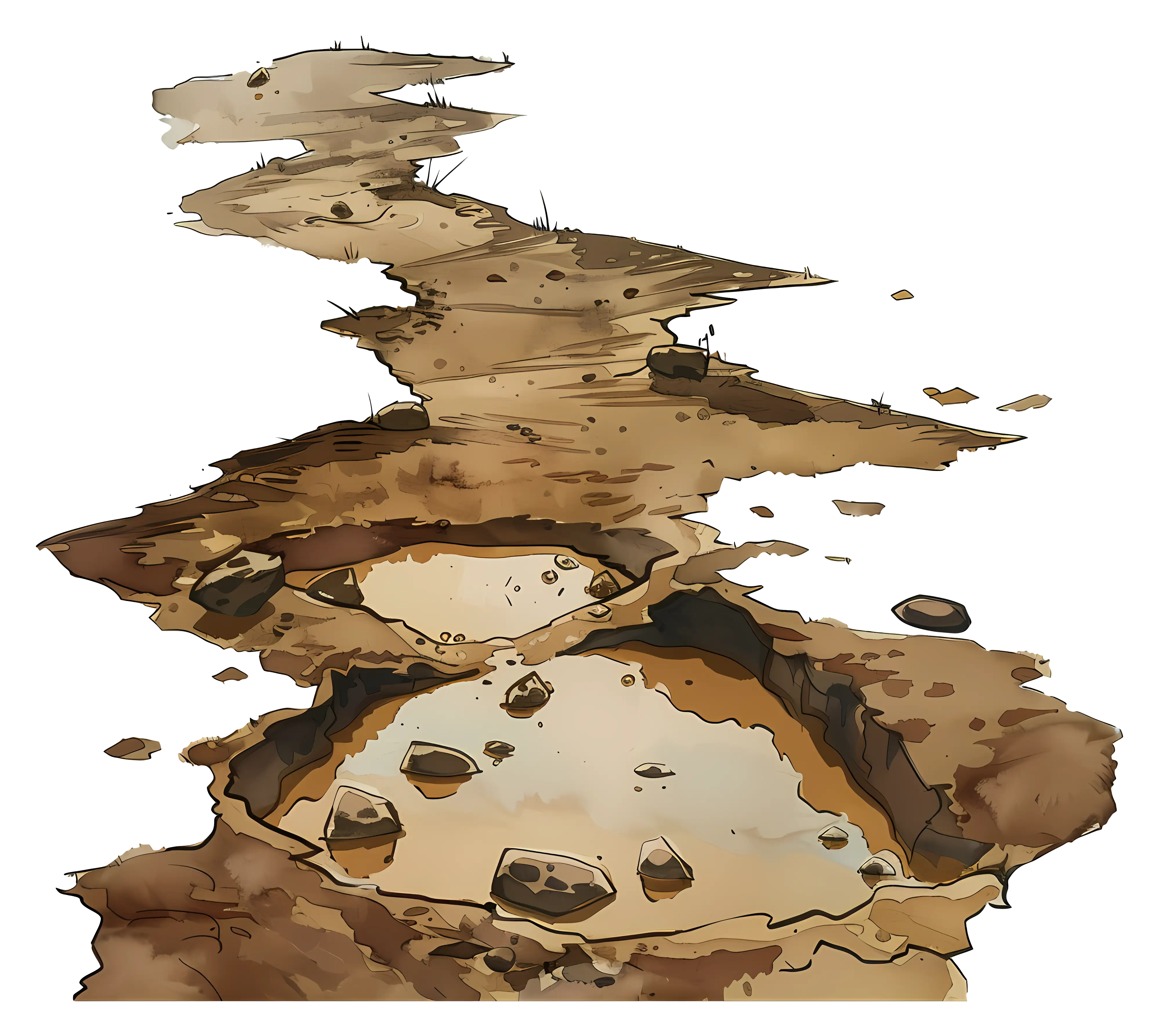 Illustration of Cracked Ground with Water Puddles