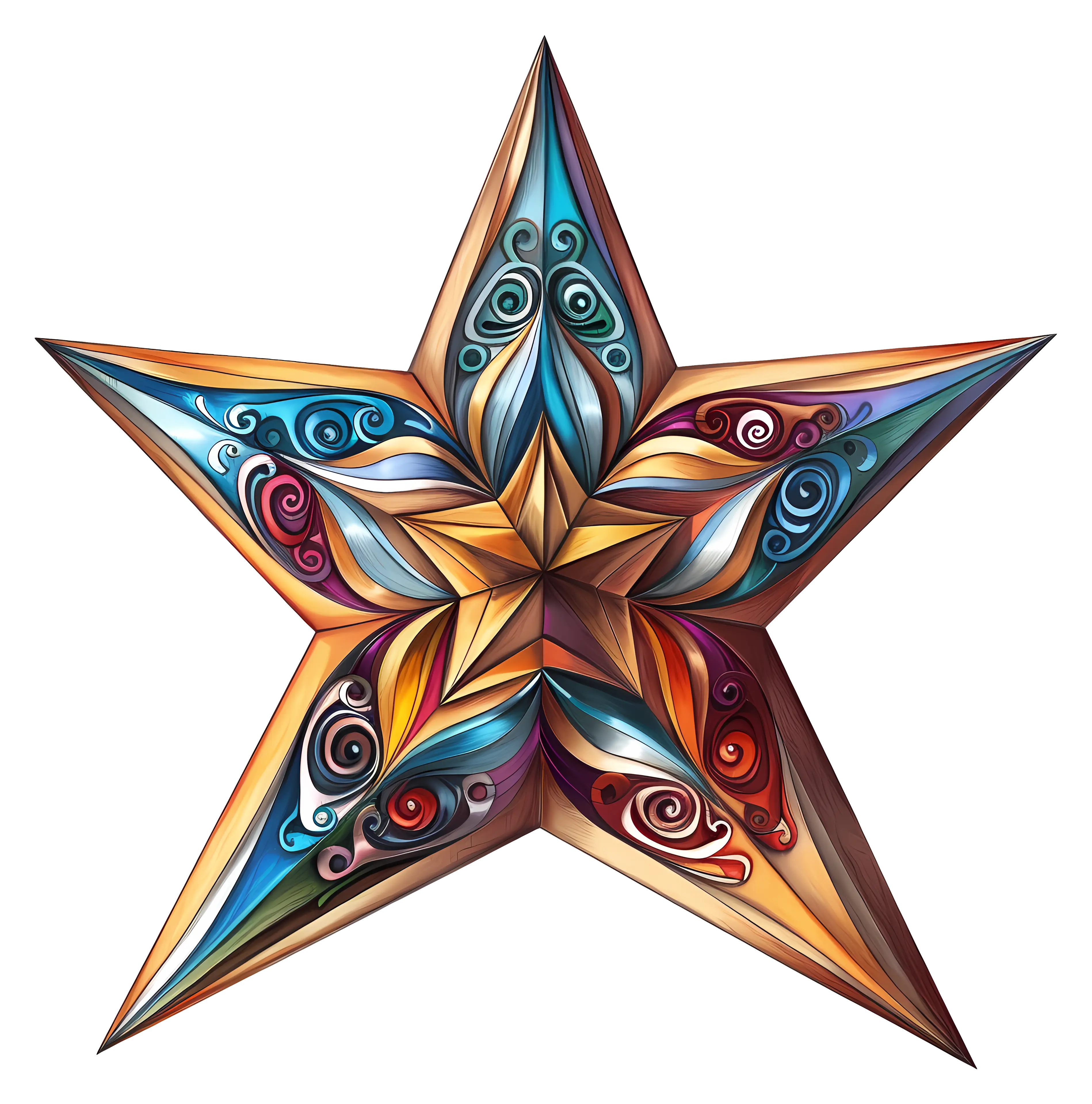 Colorful Decorative Star with Artistic Patterns
