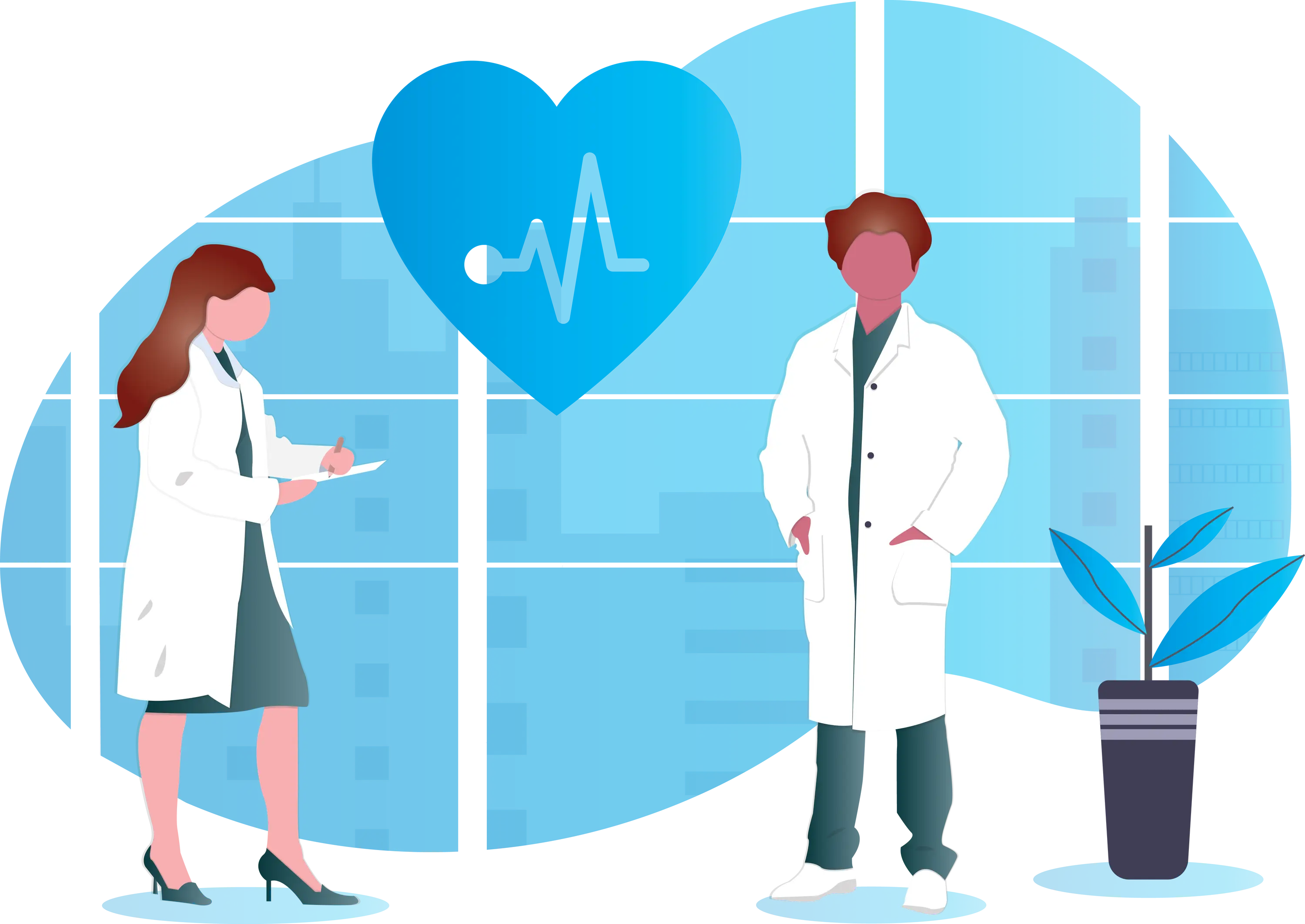 Illustration of Doctors in Discussion for Healthcare Theme