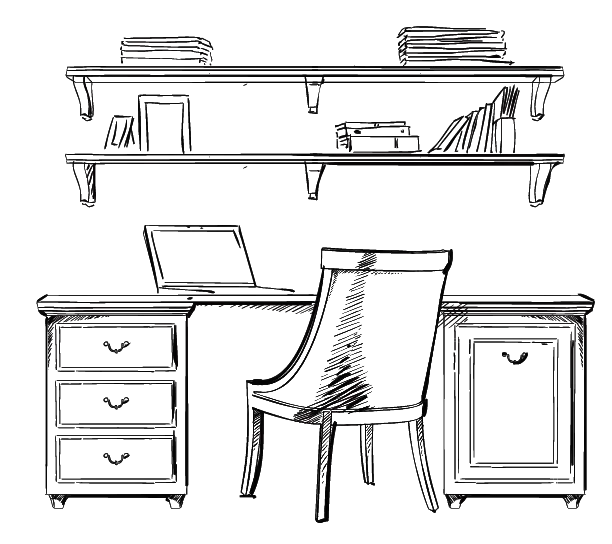Office Desk with Chair and Shelves