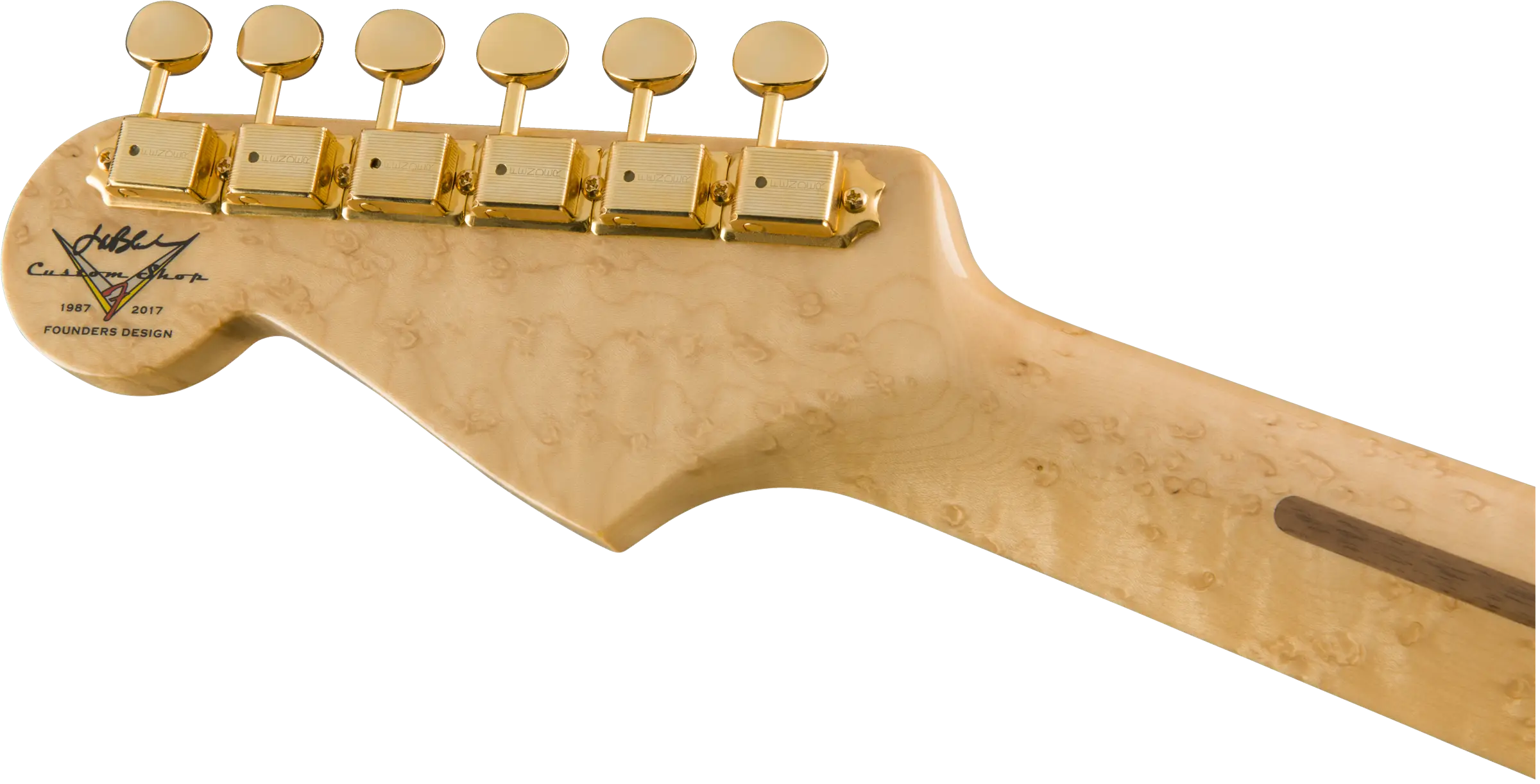 Guitar Neck with Golden Tuning Pegs Design