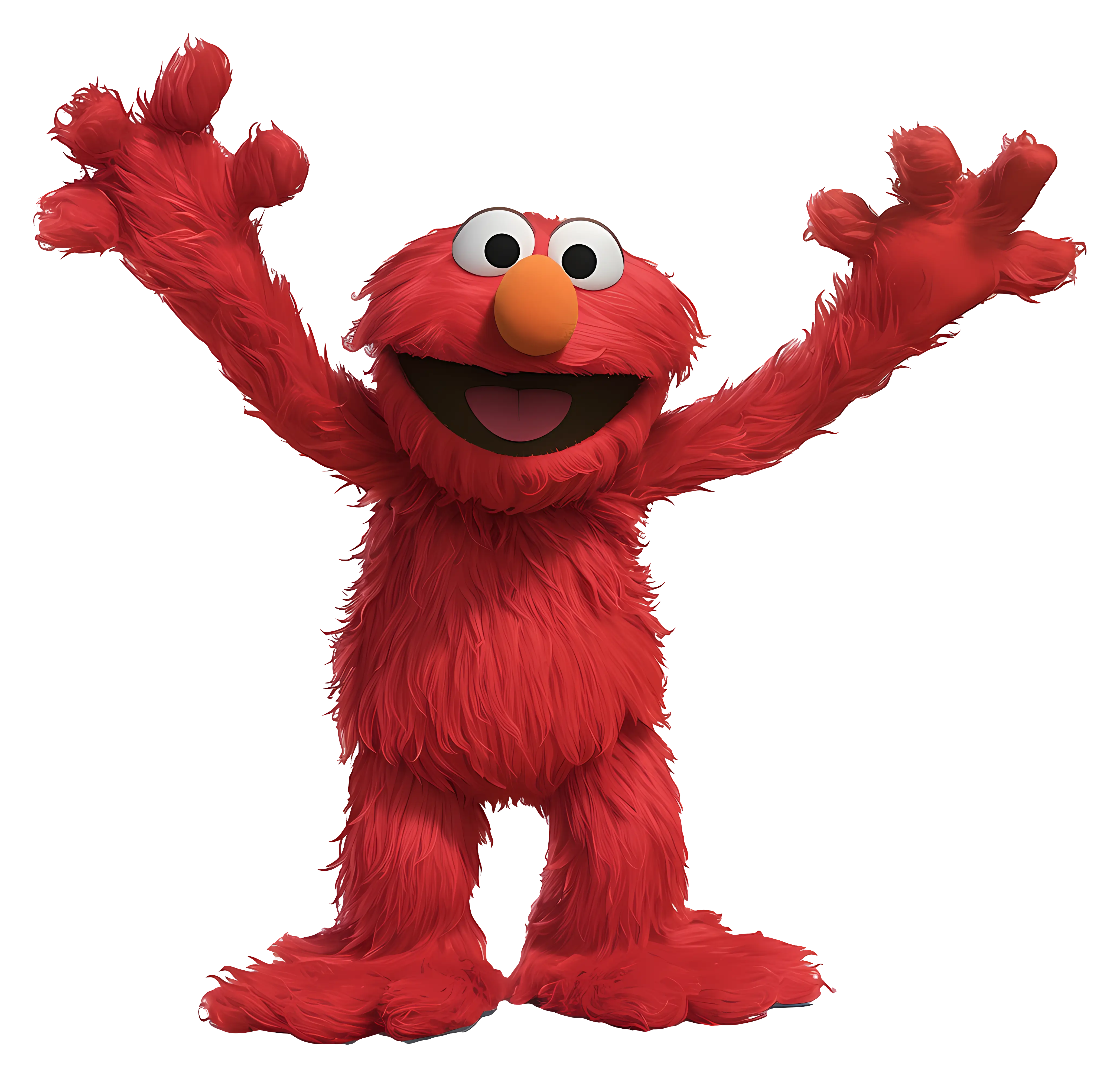 Red Furry Cartoon Character Raising Arms