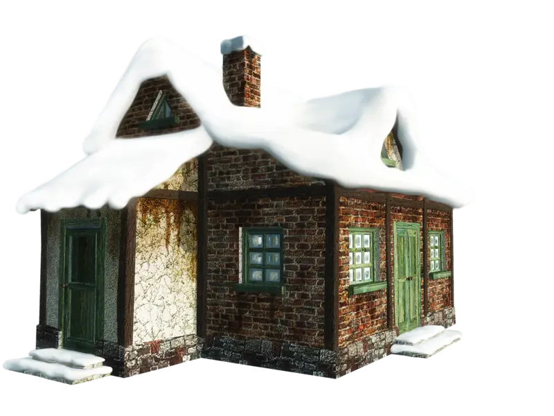 Snow-covered Brick House
