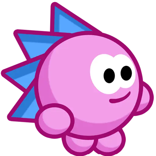 Cute Pink Cartoon Character with Blue Spikes