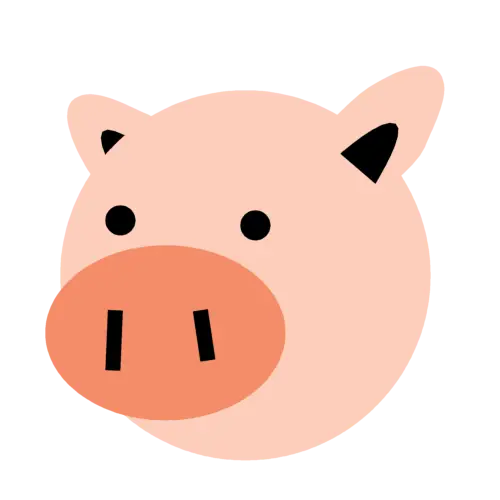 Cute Cartoon Pig Face Illustration