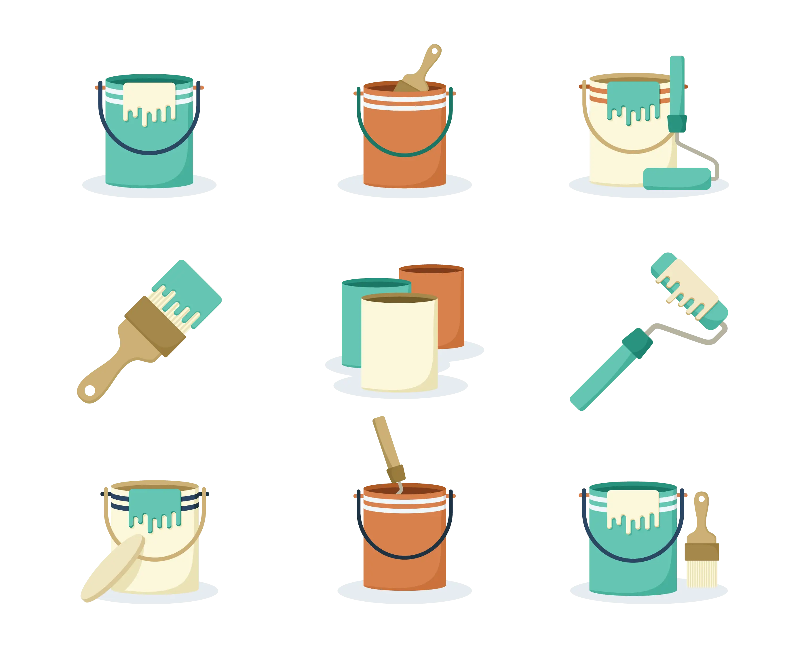 Various Paint Buckets and Tools