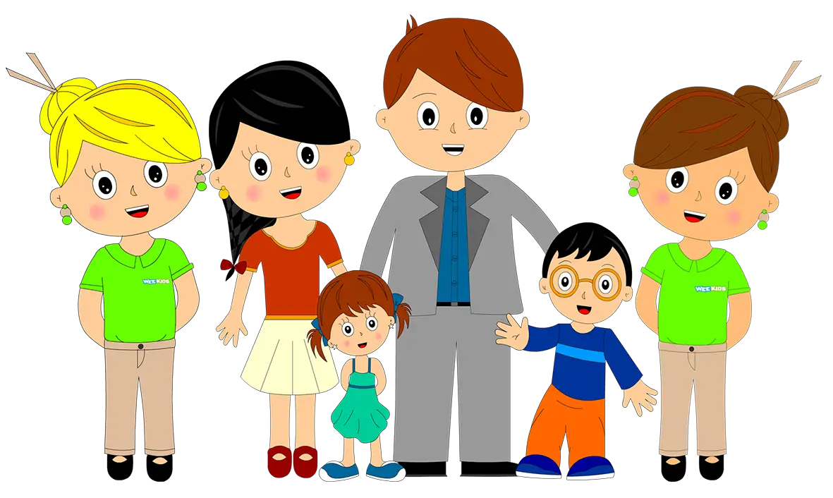 Cartoon Family with Six Members