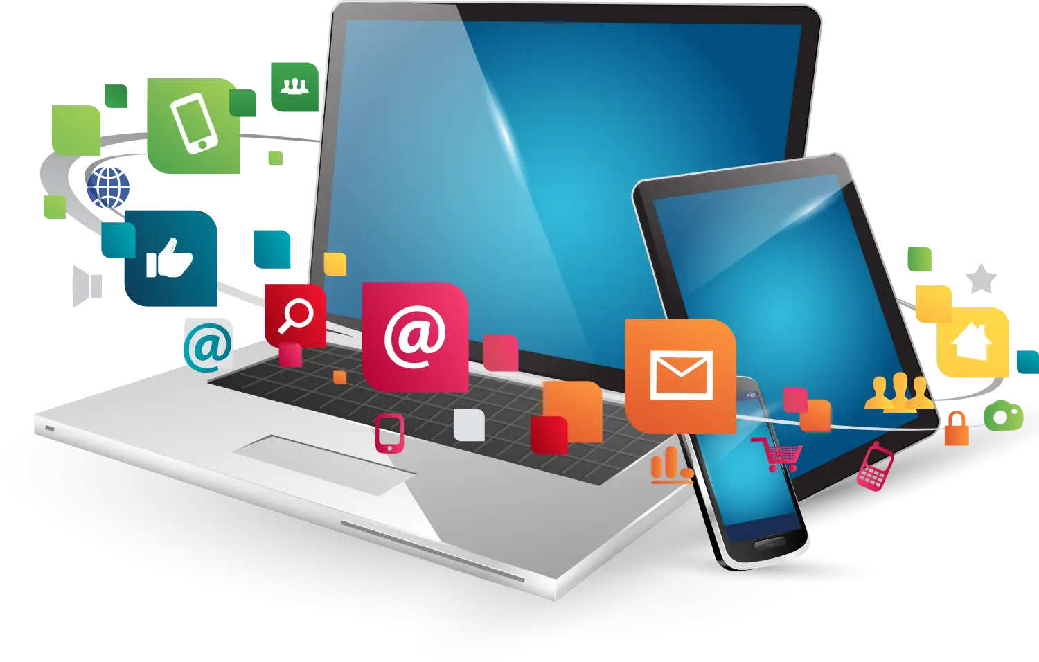 Modern Laptop and Tablet with Apps