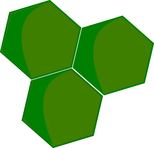 Abstract Representation of Three Green Pentagons