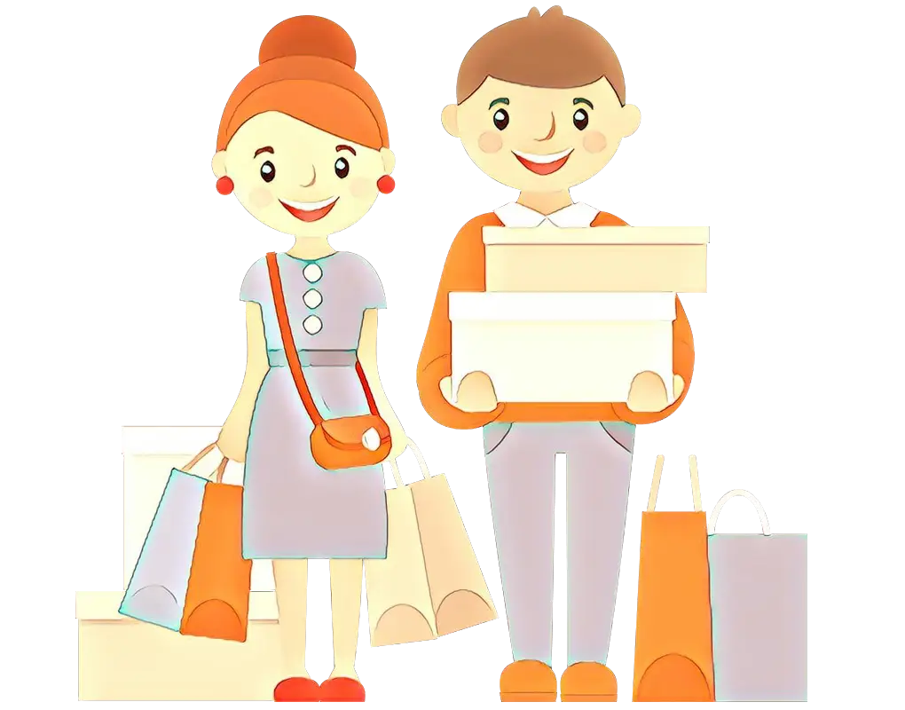 Happy Shopping Couple with Bags and Boxes Illustration