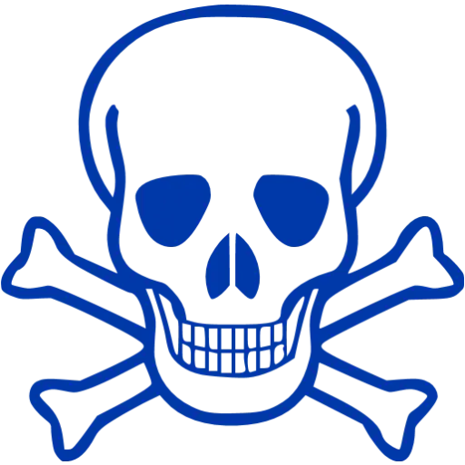Blue Skull and Crossbones Symbol
