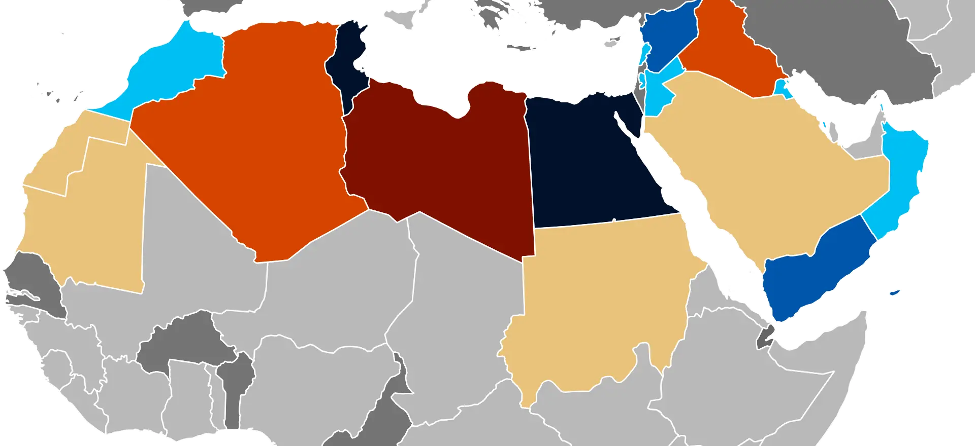 Colorful Map of North Africa and Middle East