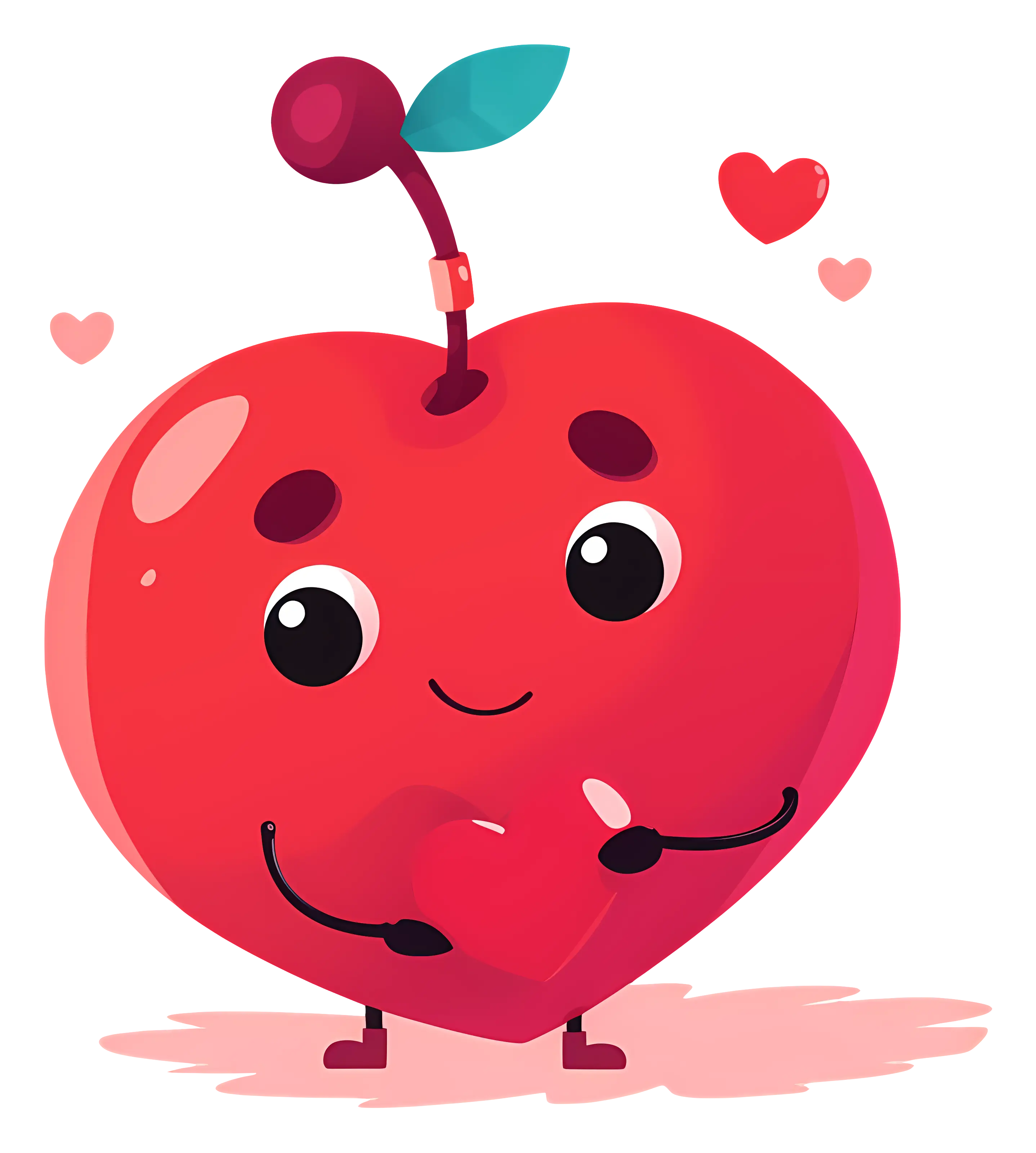 Cherry with Heart Cartoon Illustration