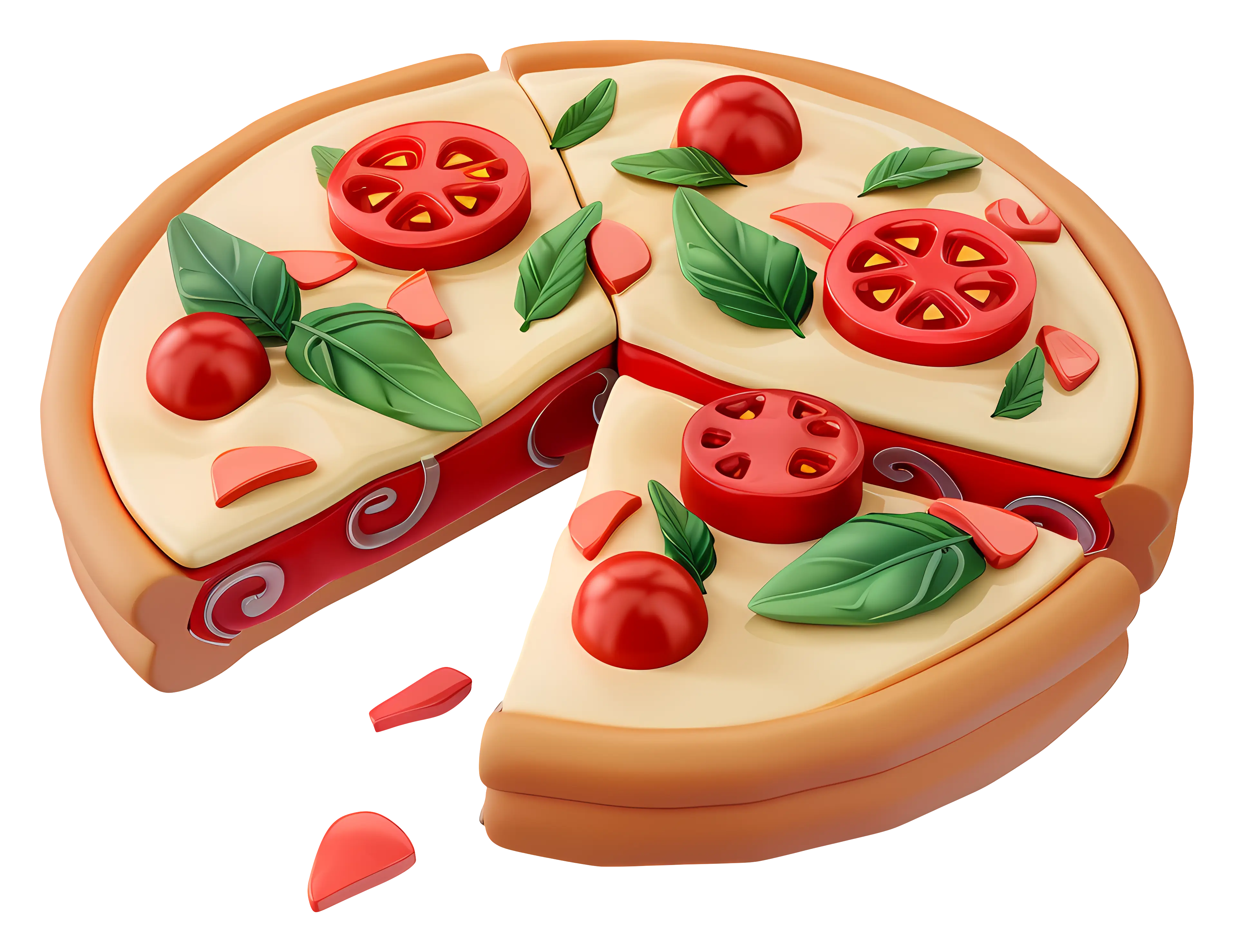 Delicious Pizza with Basil and Tomato Toppings