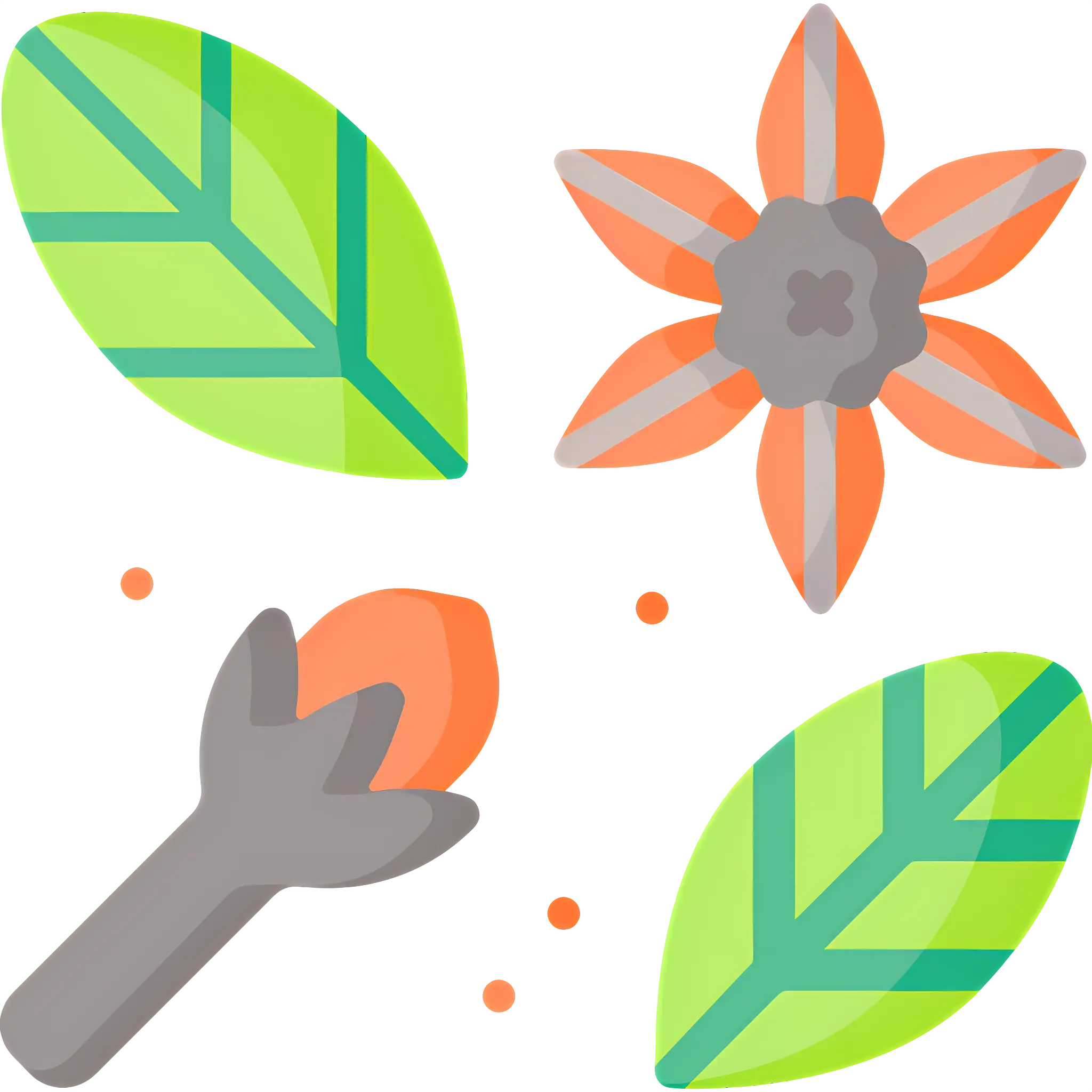 Leaves and Flower Cartoon Illustration