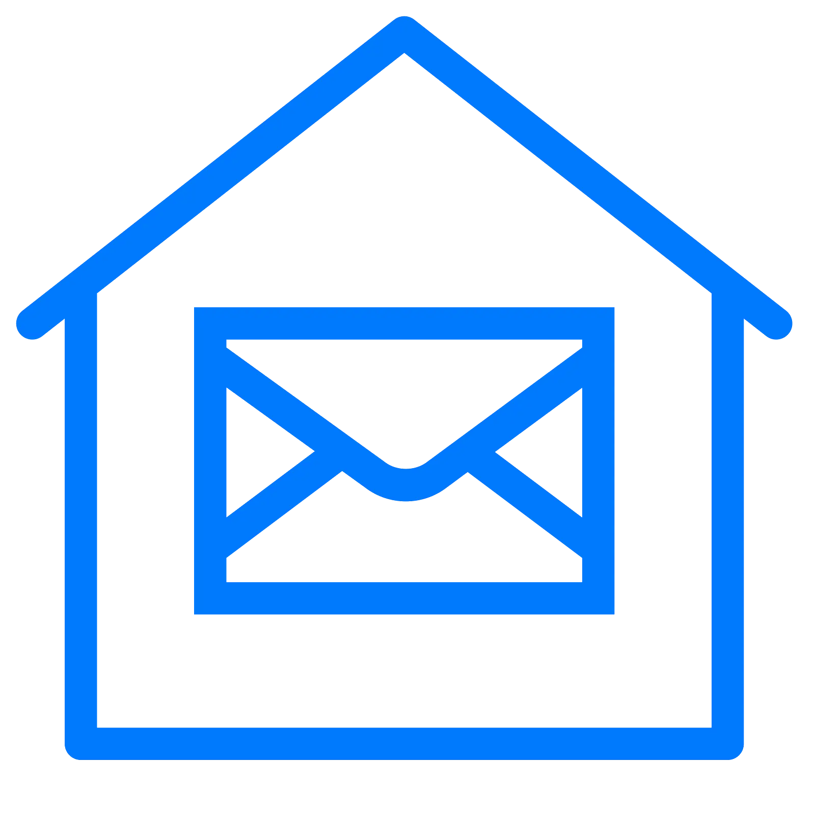 Blue House with Envelope Icon Logo