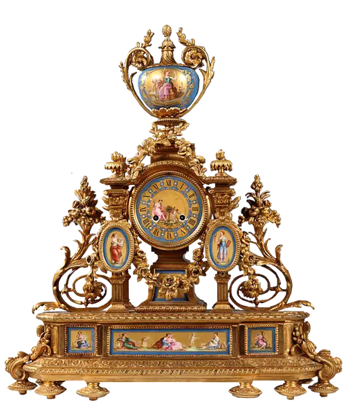 Ornate Antique Clock with Gold Detailing