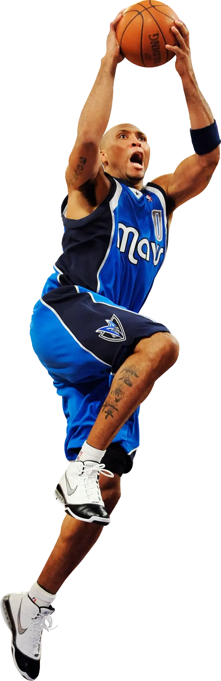 Basketball Player in Blue Jersey Jumping