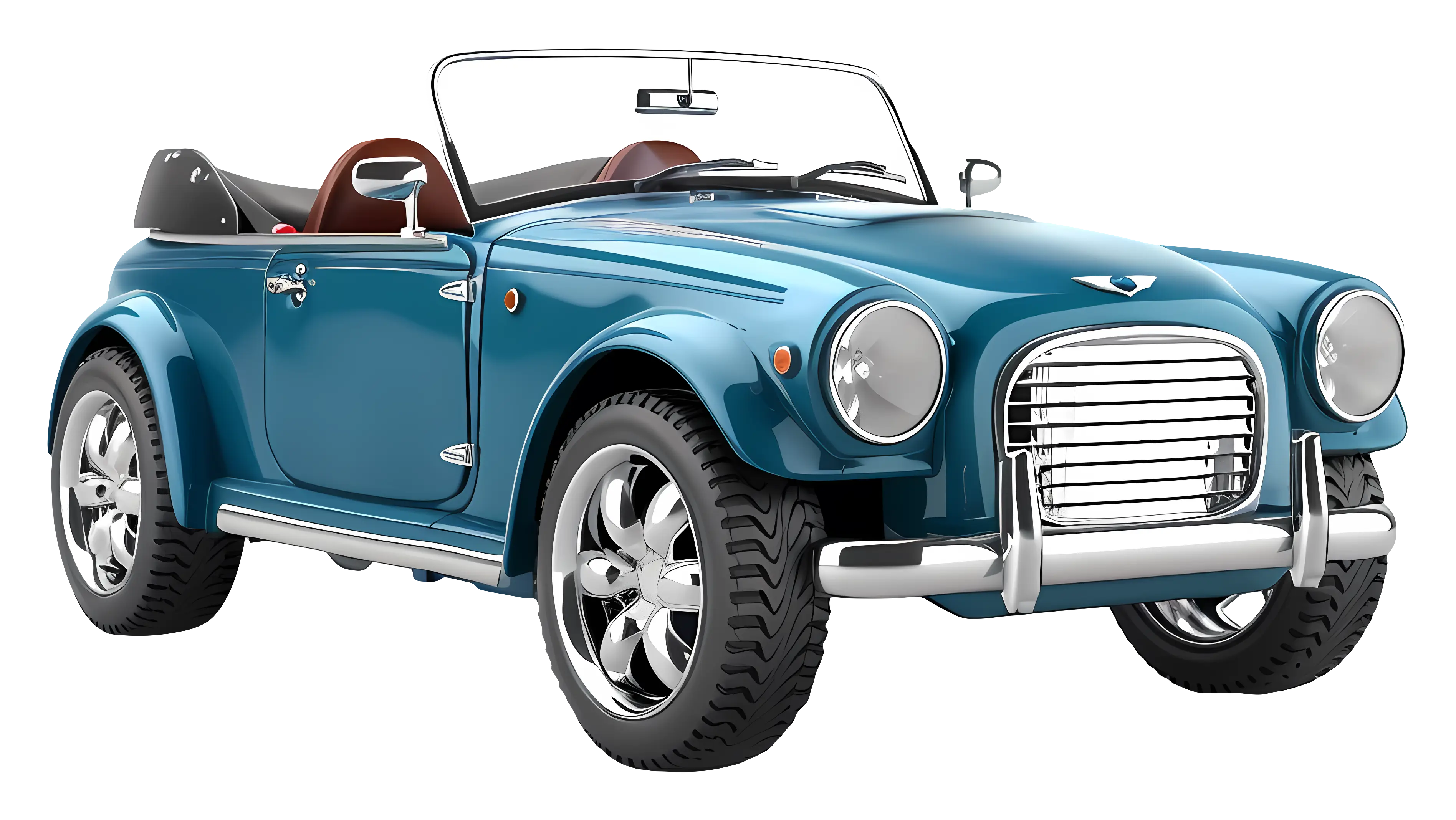 Blue Vintage Convertible Car Illustration