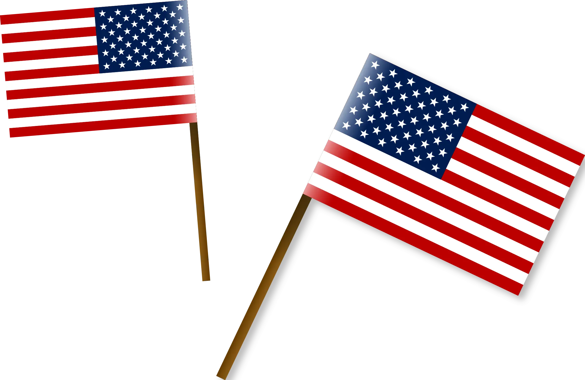 Waving American Flags on Poles