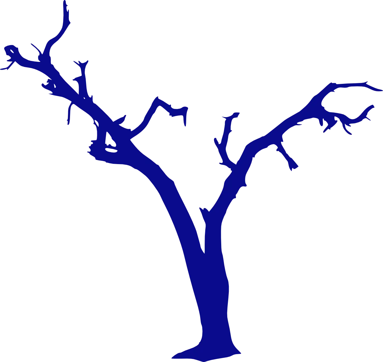 Blue Tree Silhouette with Sparse Branches