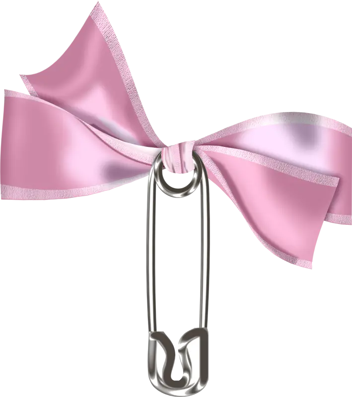 Pink Ribbon Bow with Safety Pin for Gift or Craft Use