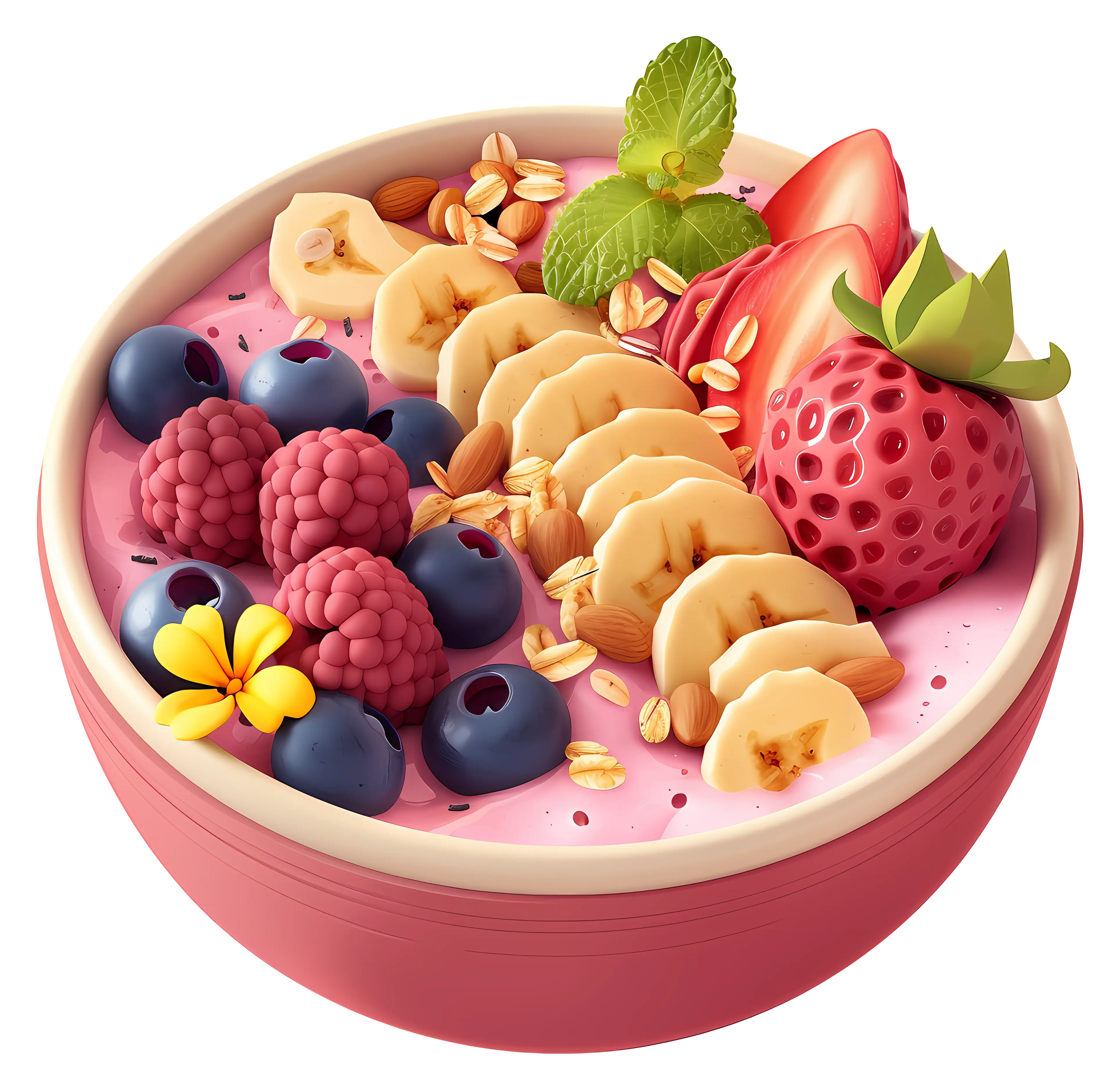Smoothie Bowl with Fresh Fruits and Berries