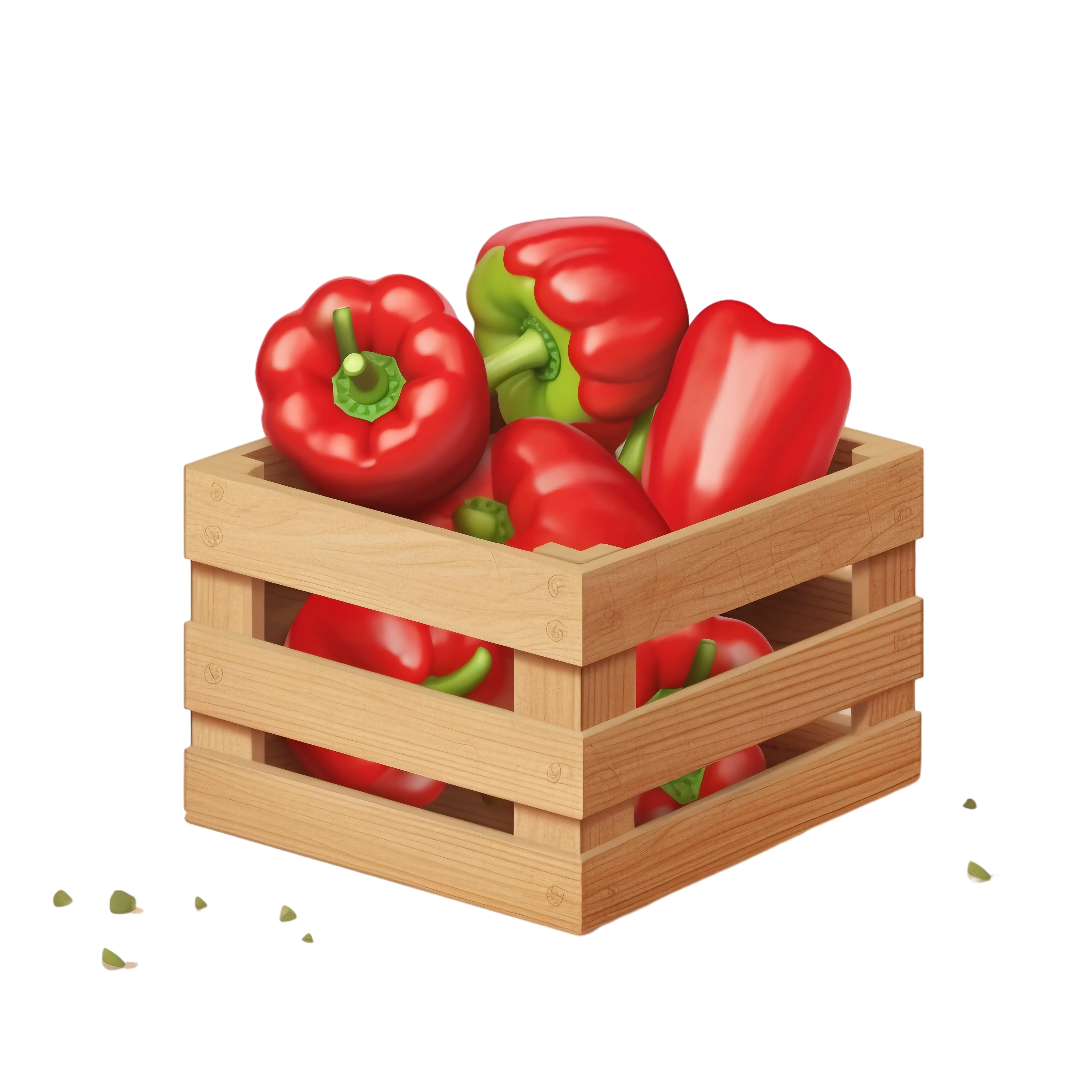 Wooden Crate Filled with Red Bell Peppers
