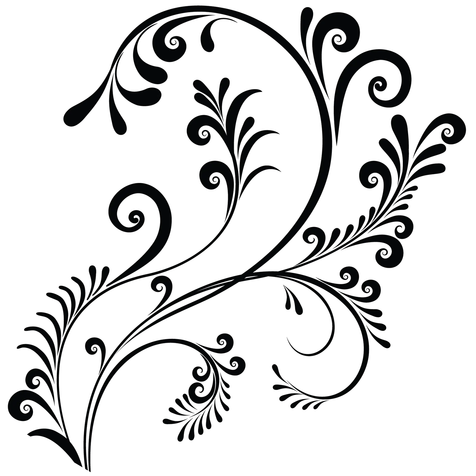 Decorative Floral Ornament in Black