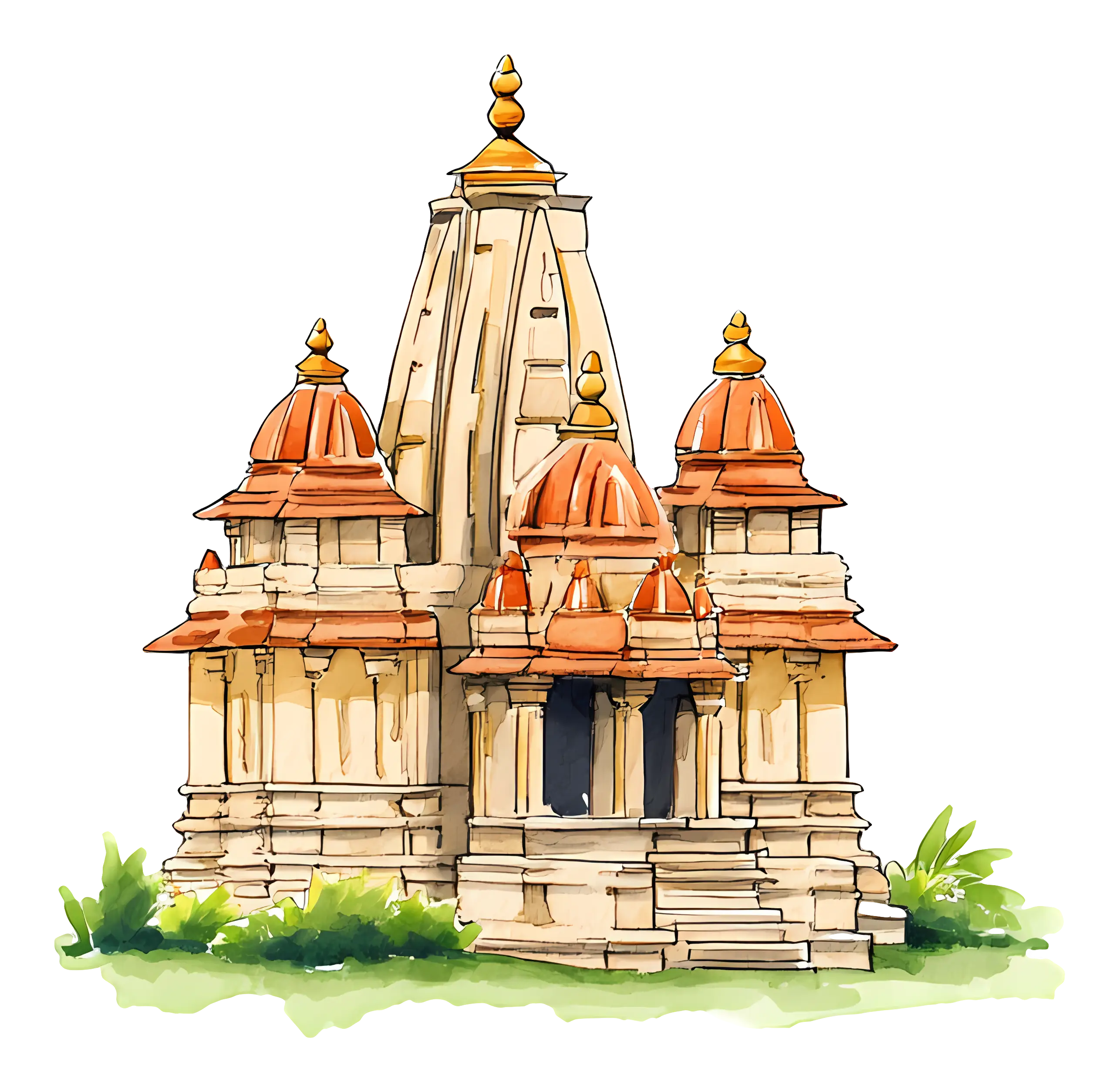 Traditional Indian Temple Illustration