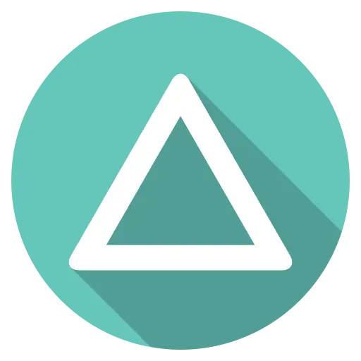 White Triangle on Teal Circle