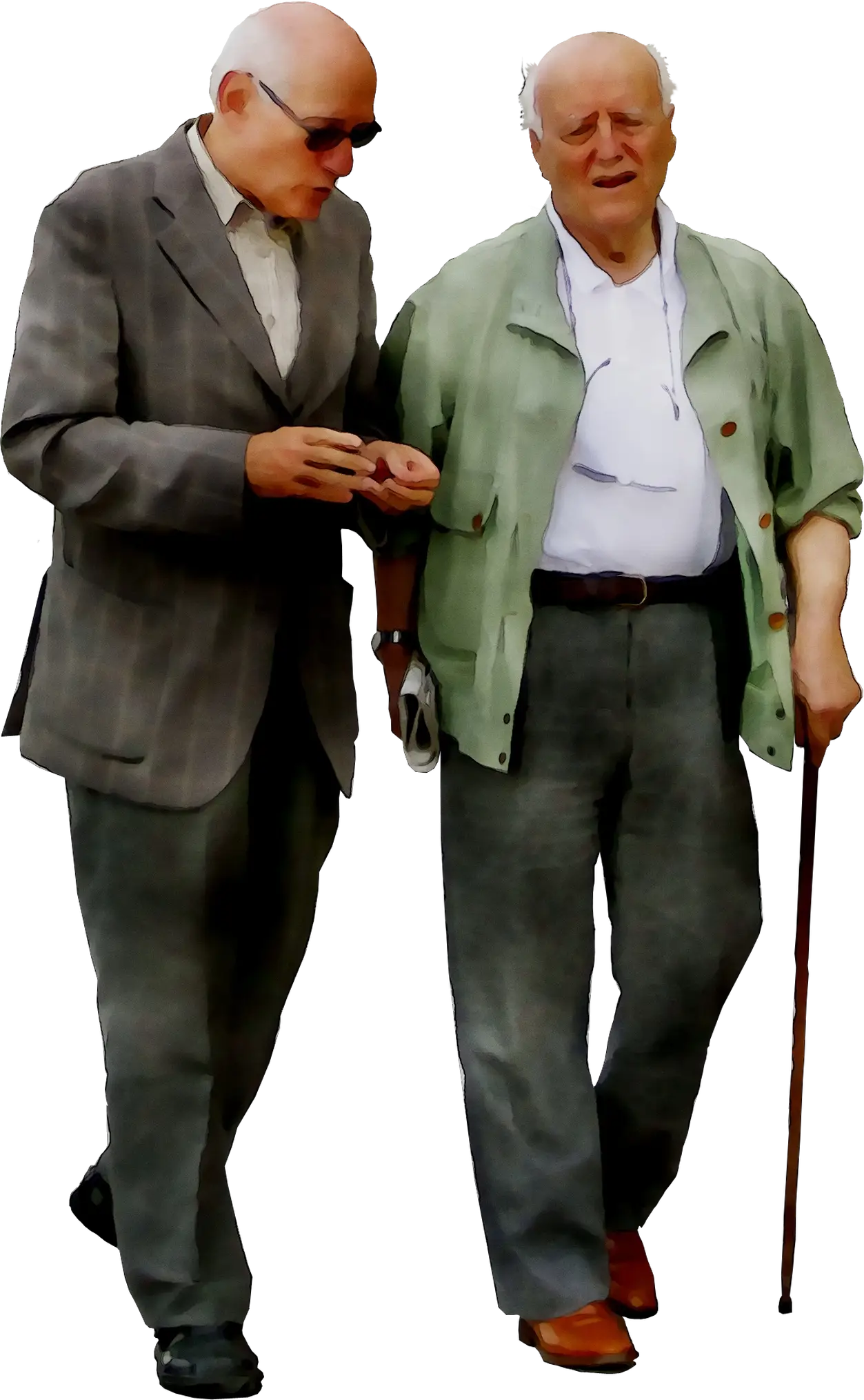 Elderly Companions Walking Together