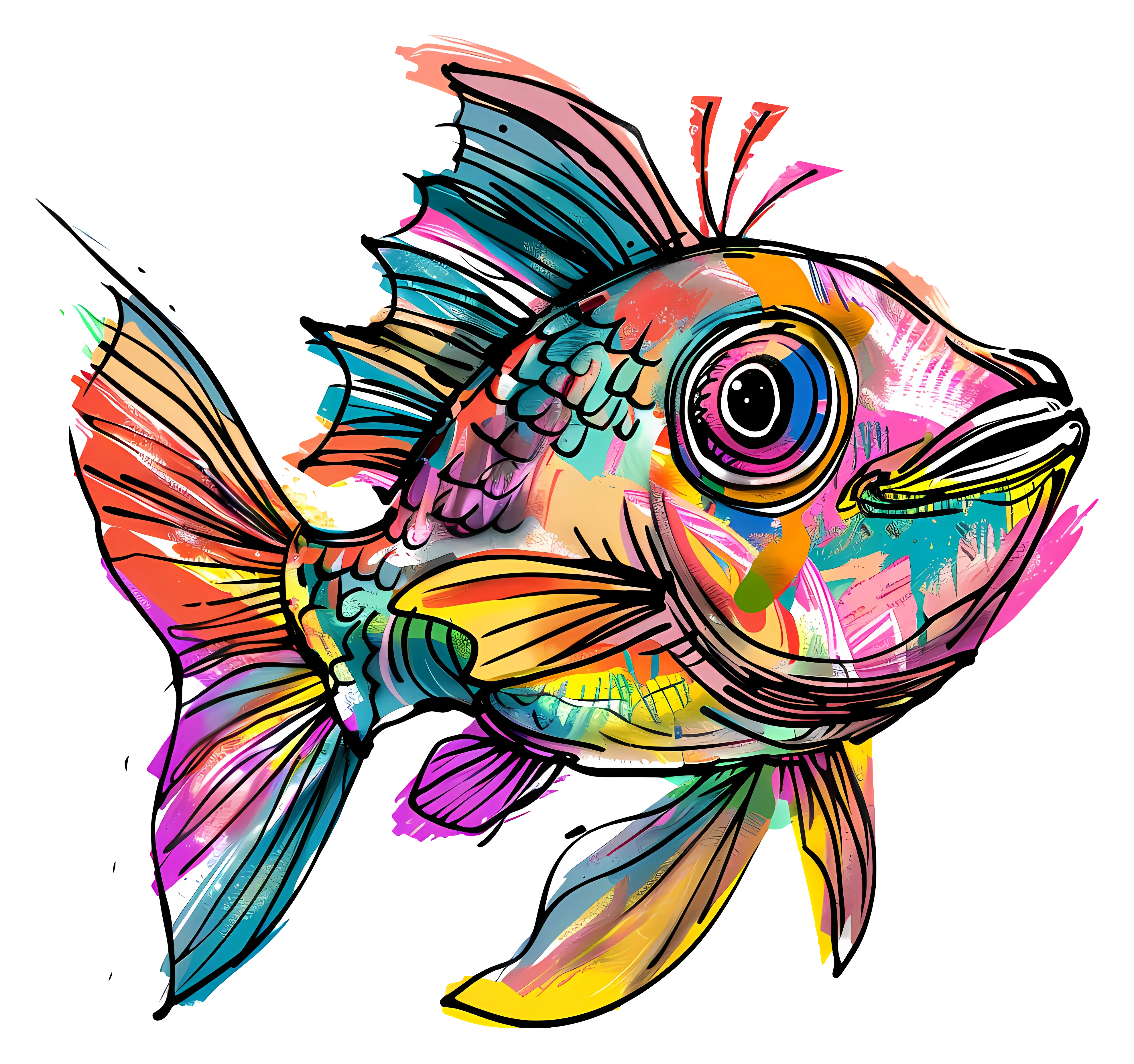 Colorful Hand-Drawn Fish Illustration