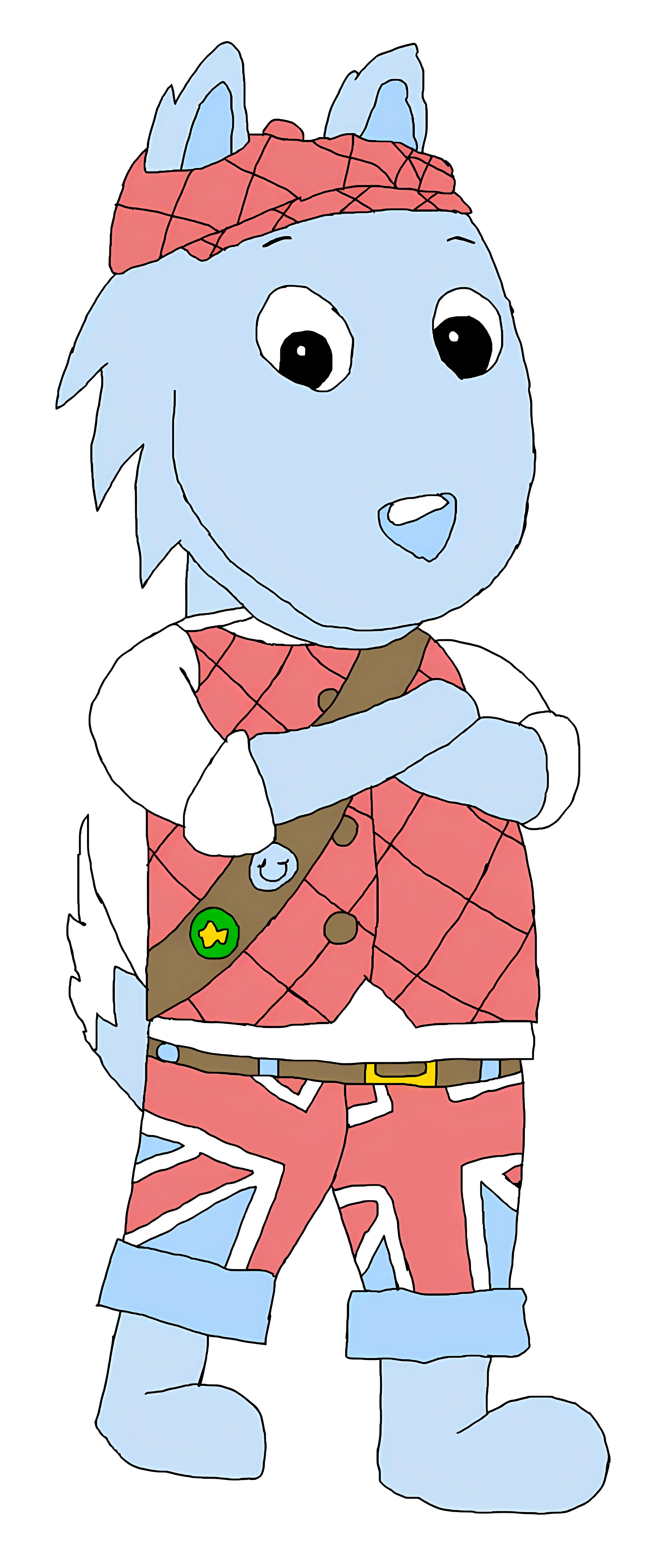 Cartoon Blue Dog in Clothing